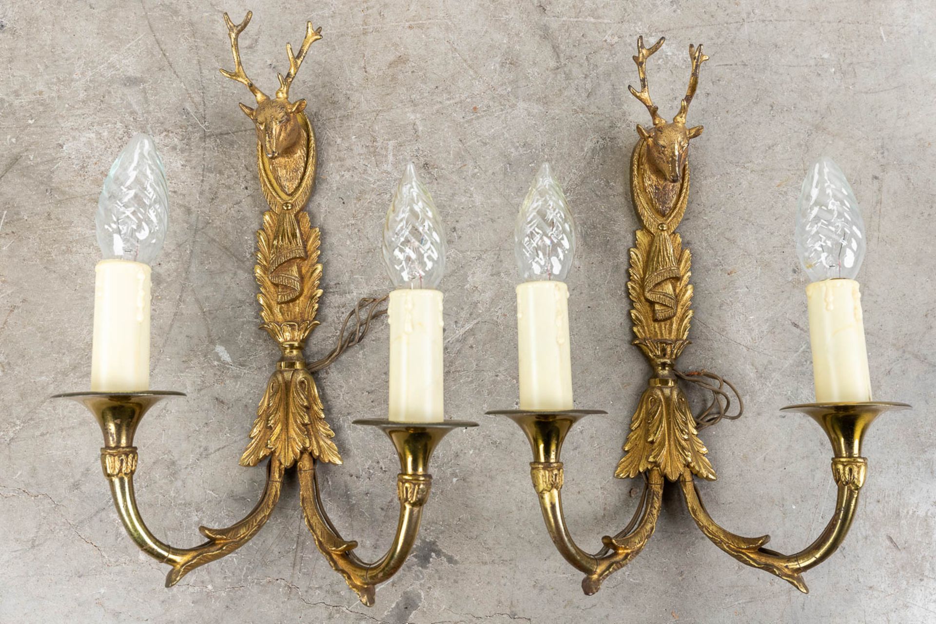 A collection of 6 pairs of wall lamps in Louis XVI, Louis XV and empire style. 20th century. (H: 42 - Bild 5 aus 16