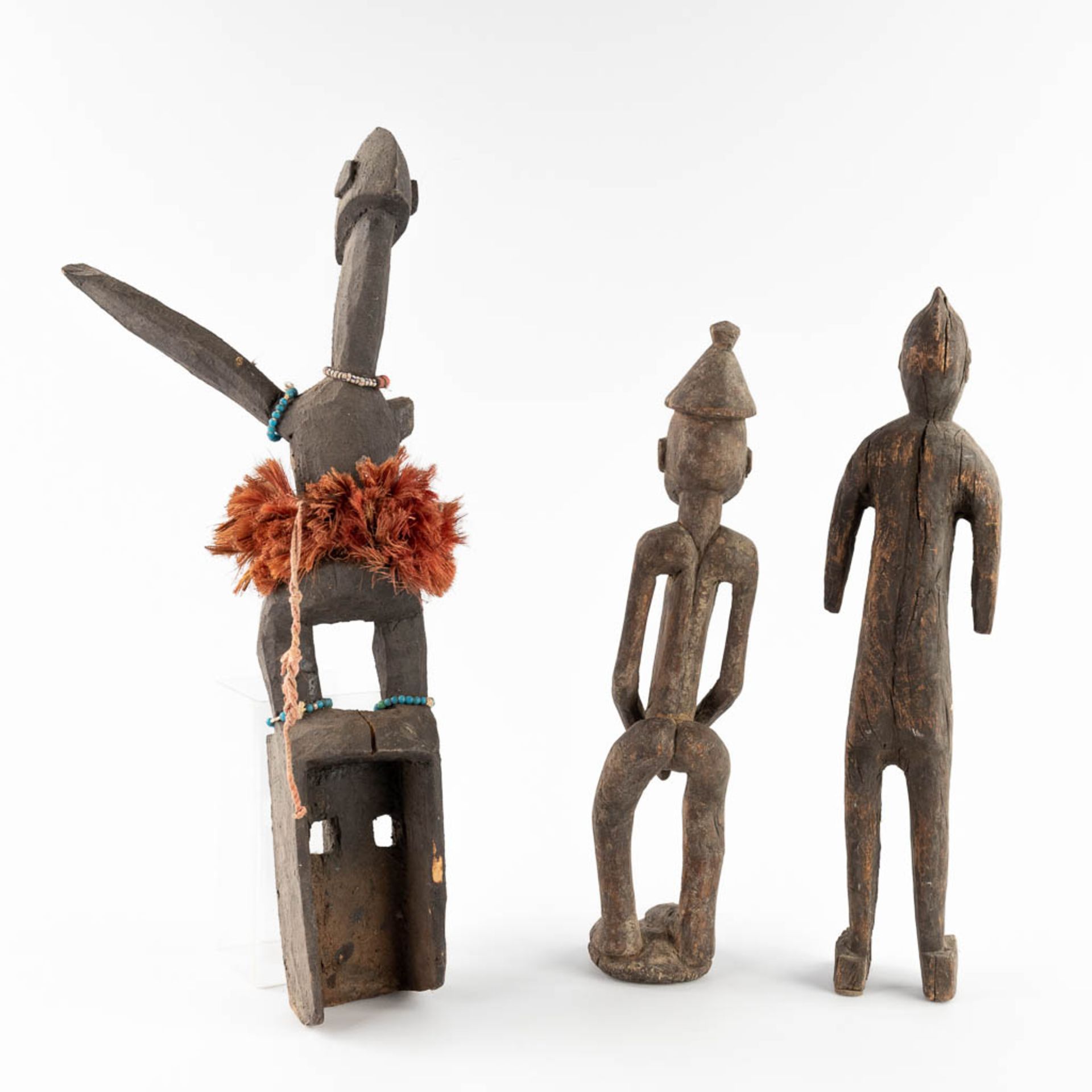 A collection of 3 figurines of African origin, Bambara Mali. (H: 58 cm) - Image 3 of 9