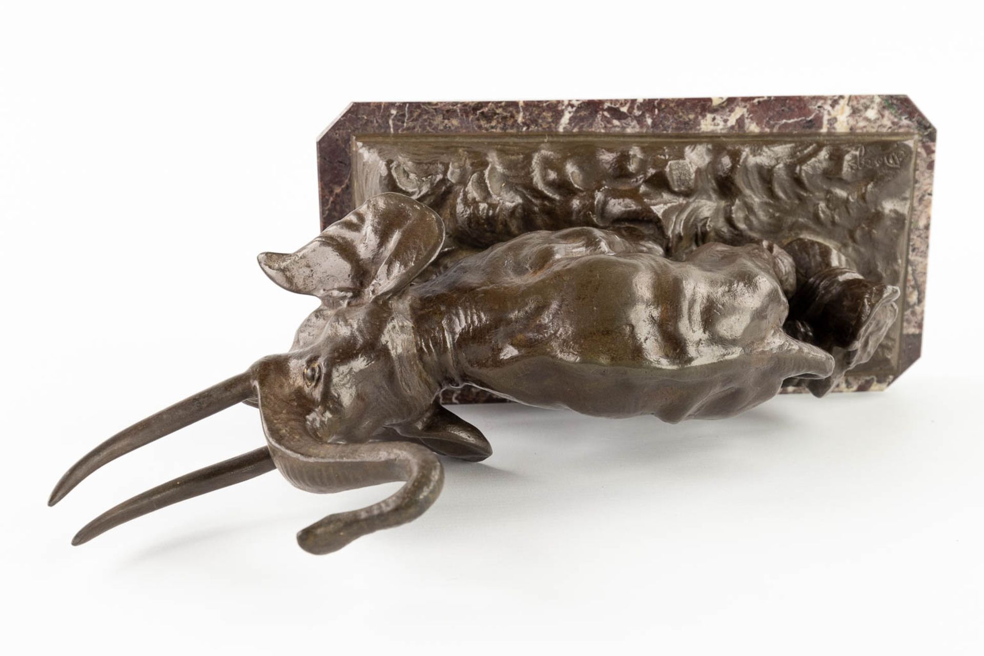 Sylvain NORGA (1892-1968) 'Chained Elephant' patinated bronze. (L: 15 x W: 34 x H: 25,5 cm) - Image 8 of 10