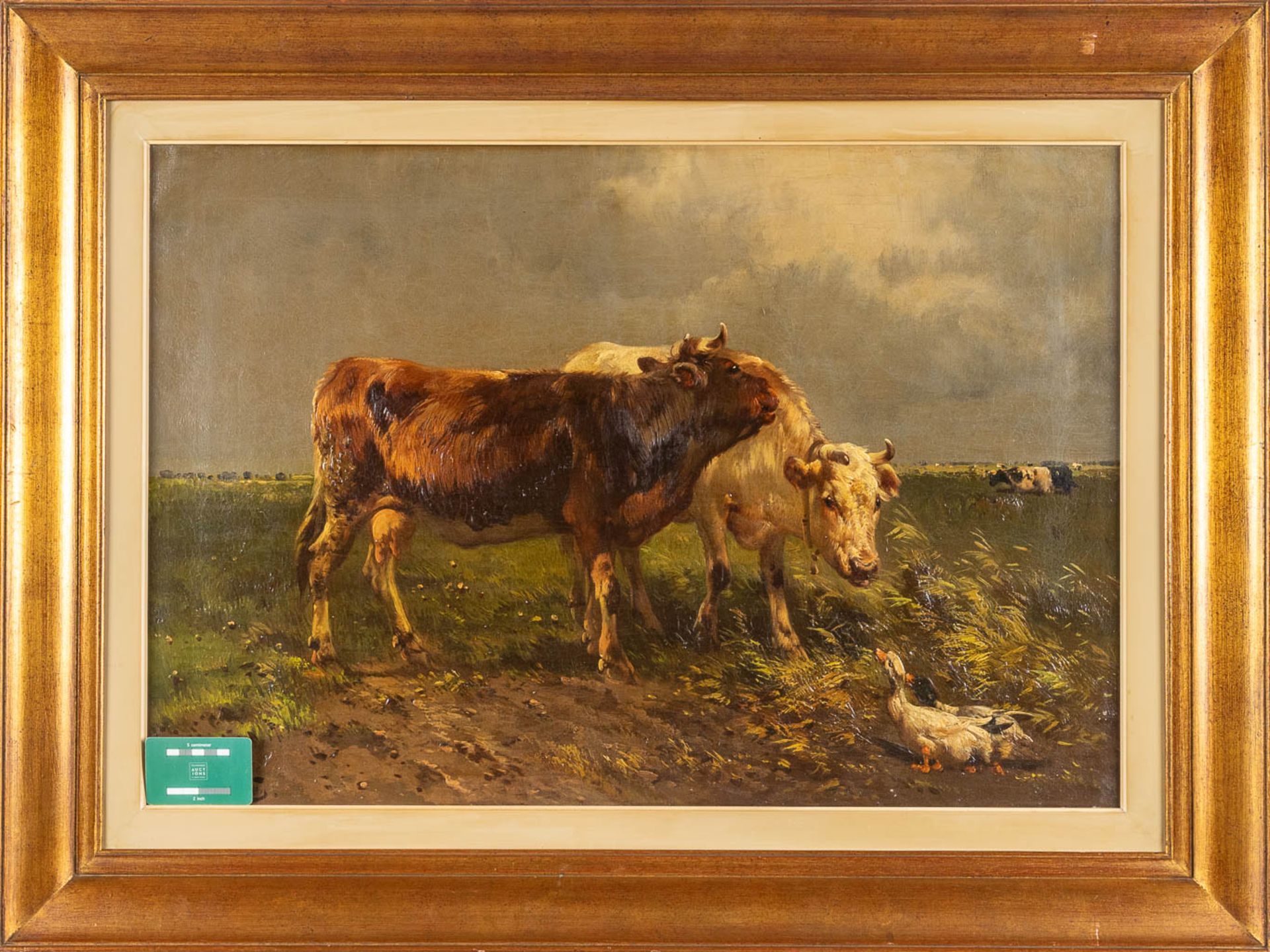 Henry SCHOUTEN (1857/64-1927) 'Pendant paintings, cows in a field' oil on canvas. (W: 80 x H: 55 cm) - Image 2 of 15