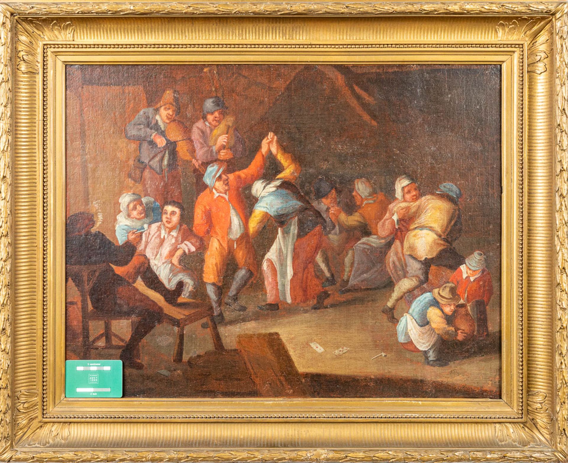 No signature found, a painting 'The Tavern' after Adriaen Brouwer, oil on canvas. (W: 66 x H: 50 cm) - Image 6 of 6