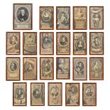 A collection of 22 frames with antique engravings of noble men and women, 18th/19th century. (W: 28