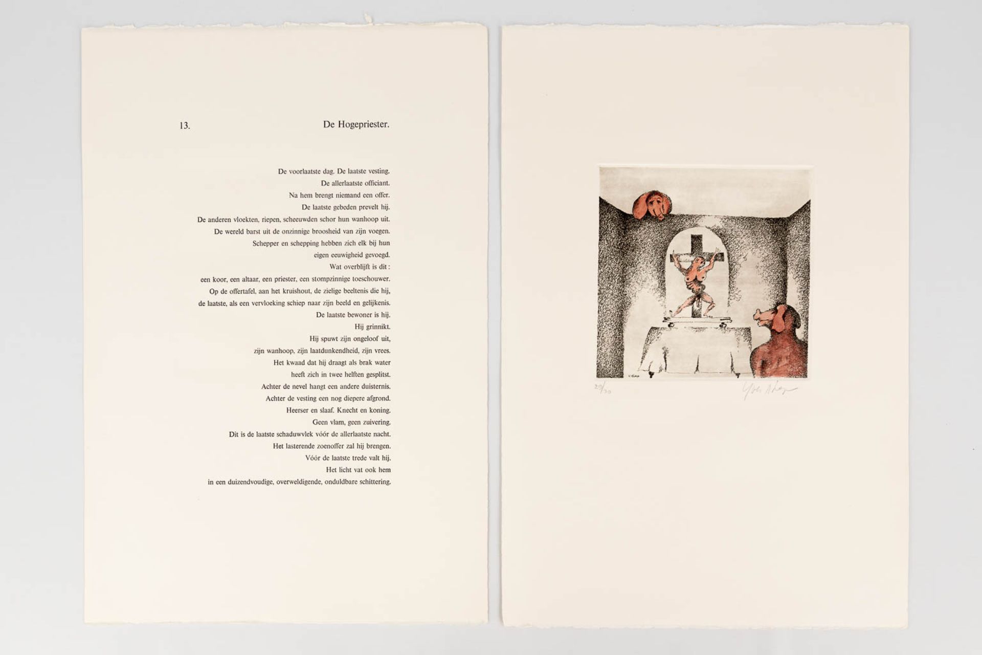 Yves RHAYÄ (1936-1995) 'Bereshit' A collection of poems and 14 serigraphs. 29/30. (L: 4 x W: 41 x H: - Image 22 of 24