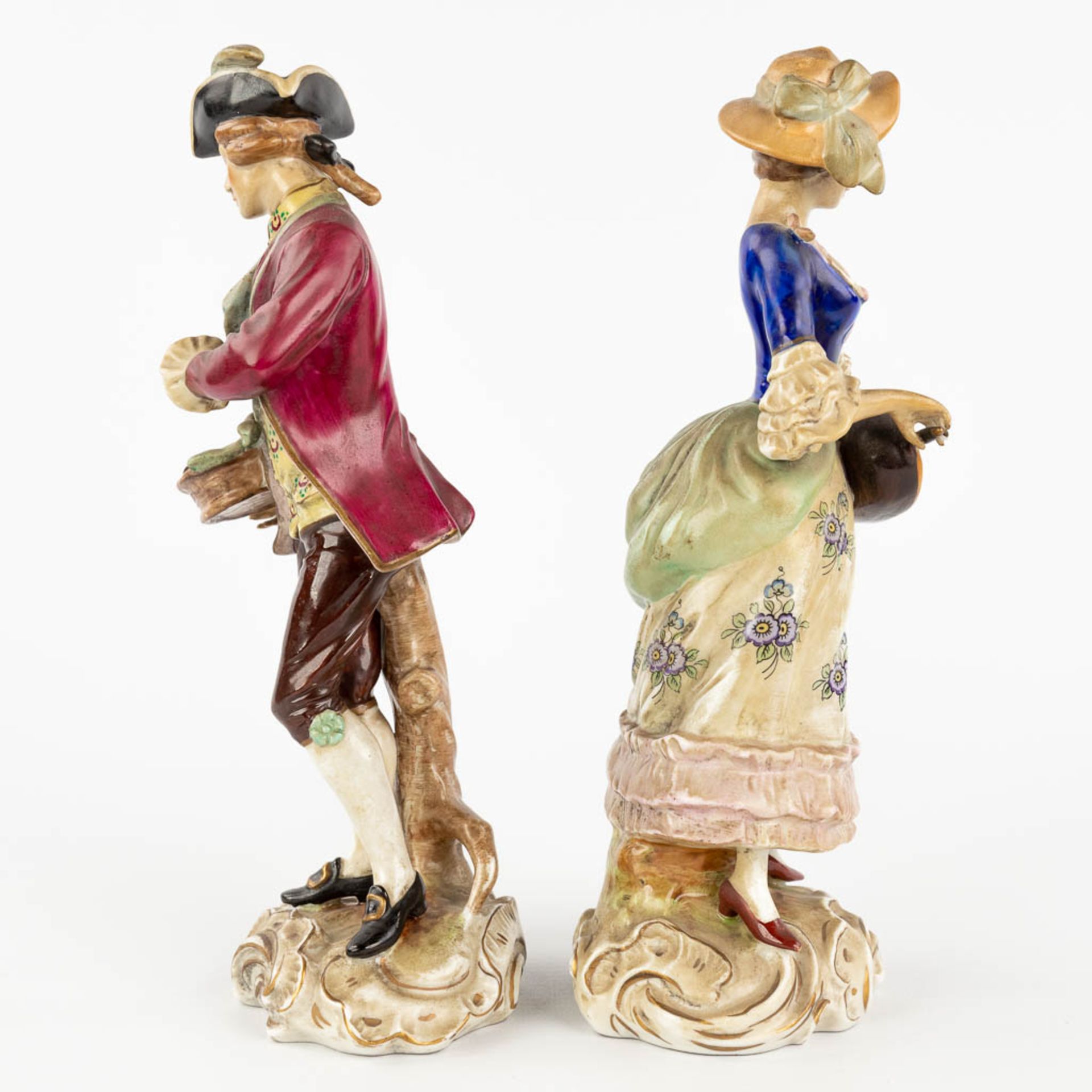 An collection of porcelain figurines. Marks by Volkstedt, Capodimonte. (H: 23 cm) - Image 6 of 20