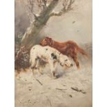 Henry SCHOUTEN (1857/64-1927) 'Dogs in the snow' oil on canvas. (W: 60 x H: 80 cm)