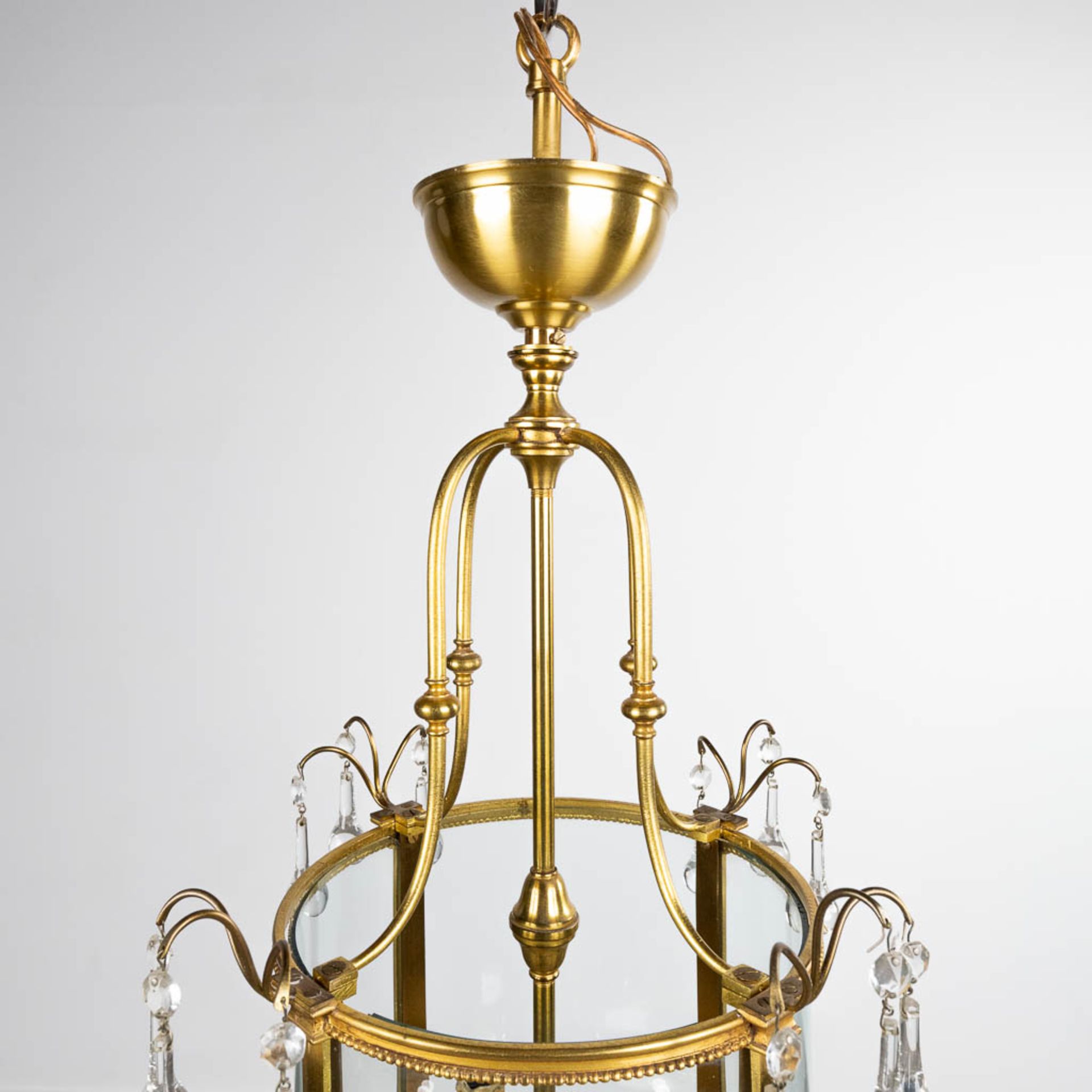 A hall lamp made of brass and glass. Circa 1970. (H: 67 x D: 36 cm) - Image 5 of 9