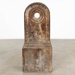 A base for a fountain, cast-iron, France 19th century. (L: 17 x W: 34 x H: 80 cm)