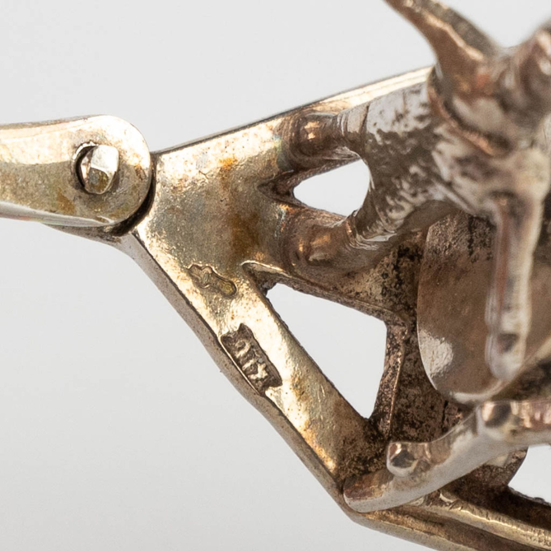 A windmill, 2 horse-drawn carriages, a farmer's cart, 2 sailboats, silver. Marked 835. 374,60g. (H: - Image 12 of 16