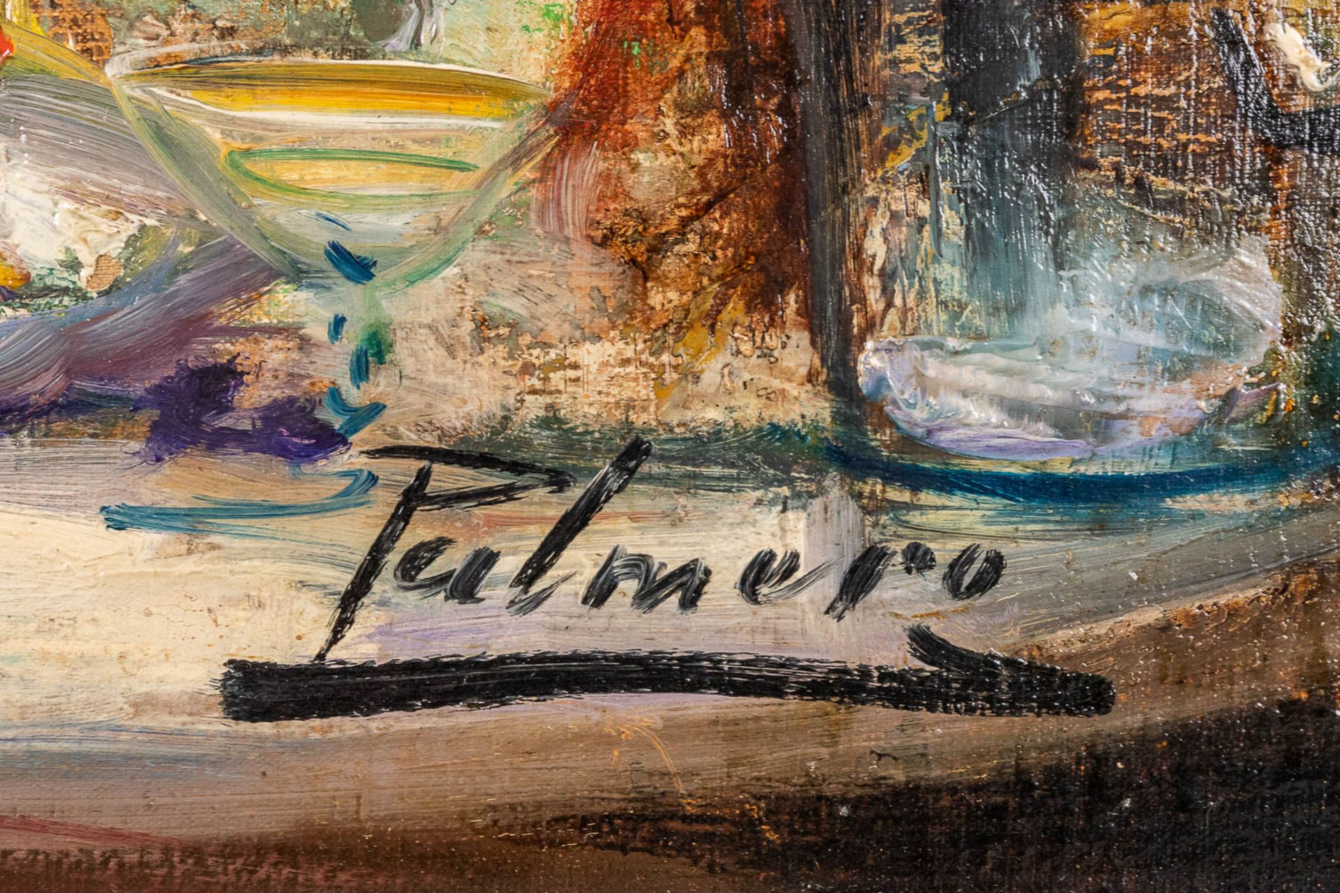 Alfredo PALMERO (1901-1991) 'Tavern' oil on canvas. (L: 81 x W: 116 cm) - Image 9 of 11