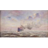 Charles LANGENBICK (1873-1943) 'Marine' oil on panel. (W: 27 x H: 15 cm)