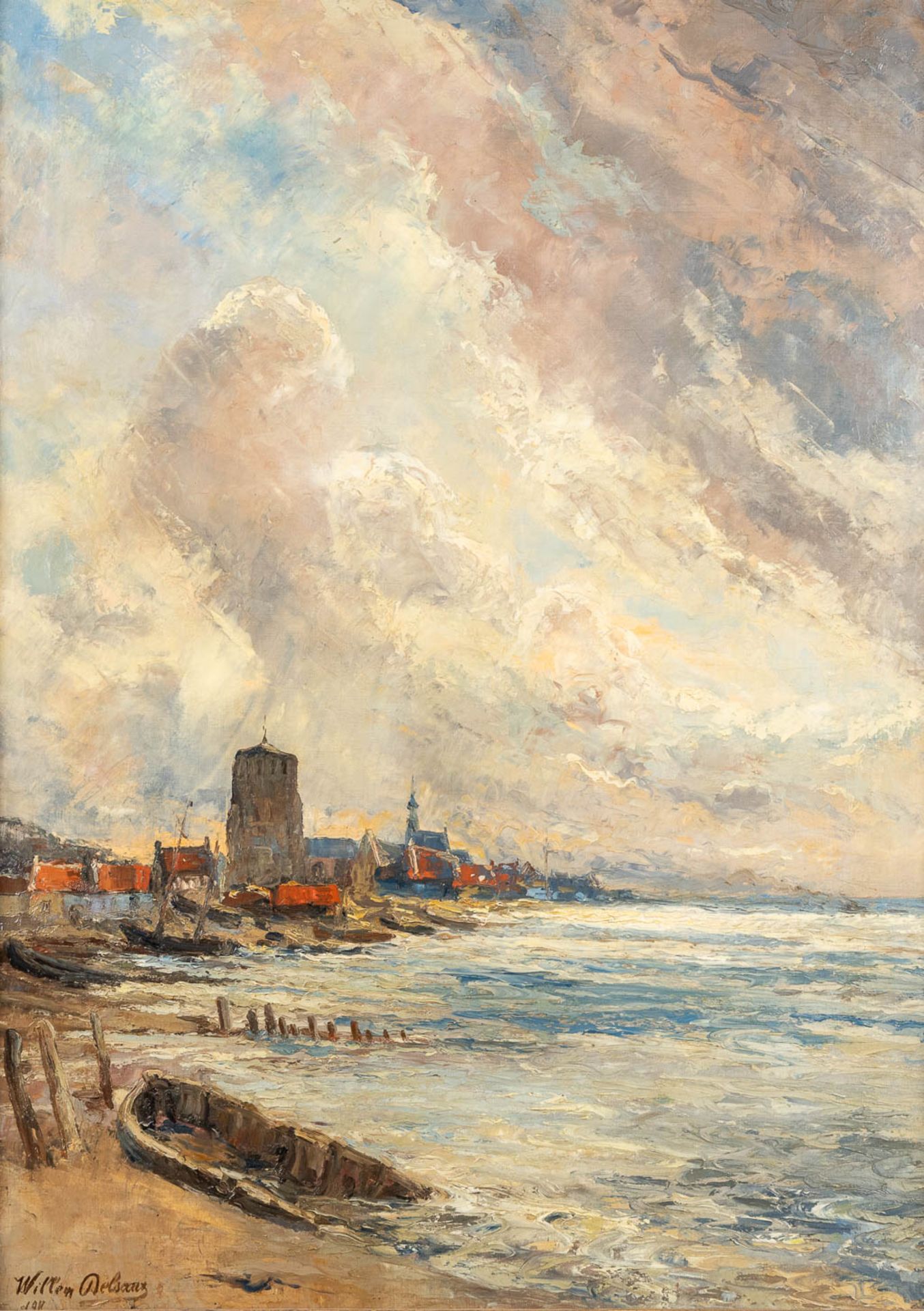 Willem DELSAUX (1862-1945) 'Le Grammeling Overflakee (Zélande)' oil on canvas. 1911. (W: 69 x H: 97