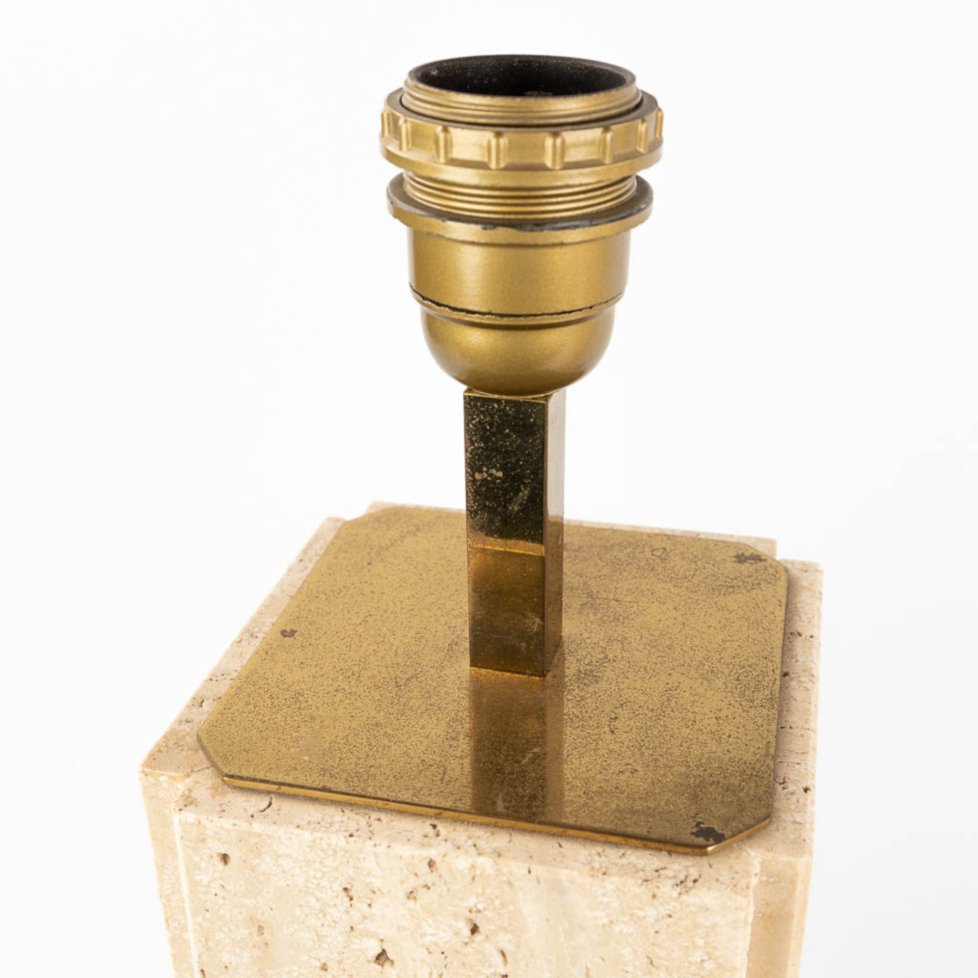 Camille BREESCHE (XX) 'Pair of table lamps' Brass and Travertine. (L: 13 x W: 13 x H: 49 cm) - Bild 12 aus 12