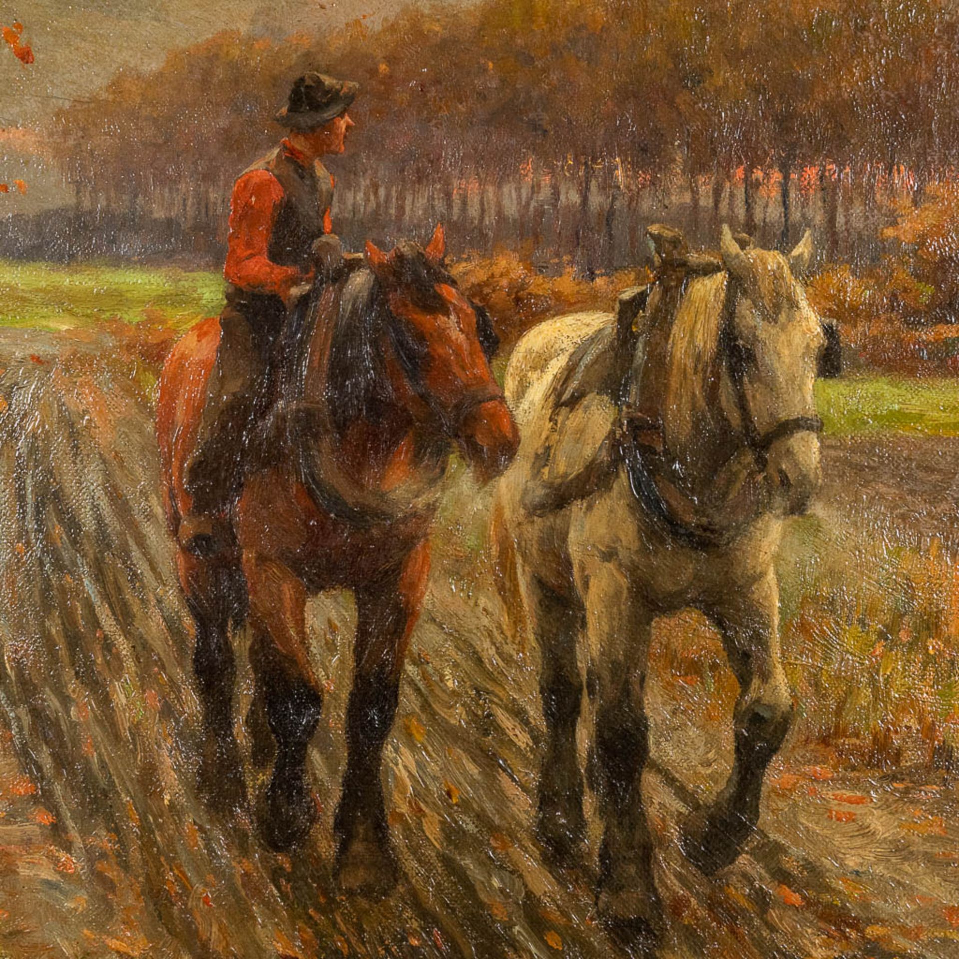 Henri HOUBEN (1858-1931) 'Brabant Horses' oil on canvas. 1897. (W: 167 x H: 106 cm) - Image 4 of 9