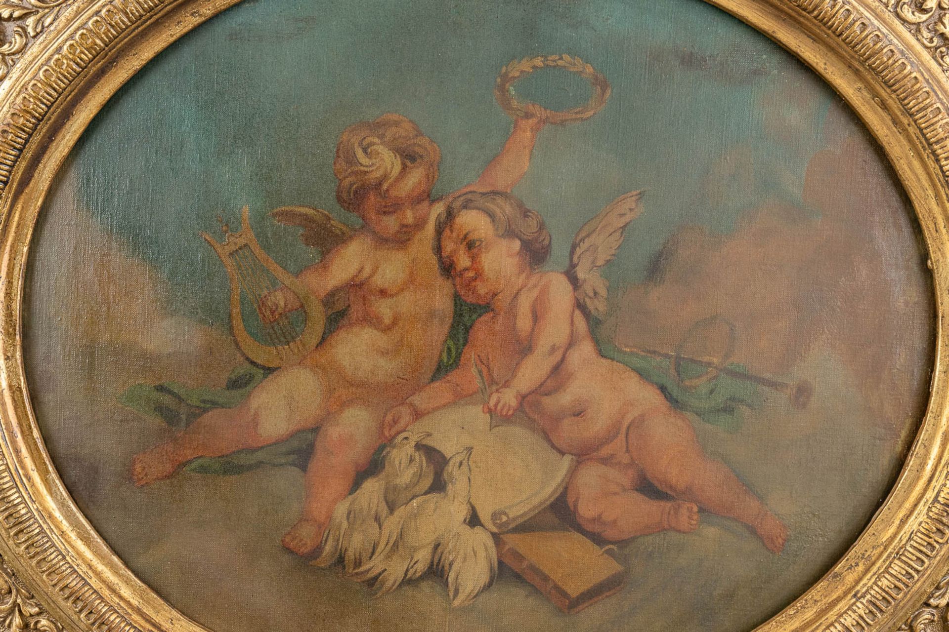 After Francois Boucher (1703-1770) 'Cherubs with white doves' oil on canvas. 19th C. (W: 51 x H: 43 - Image 3 of 6