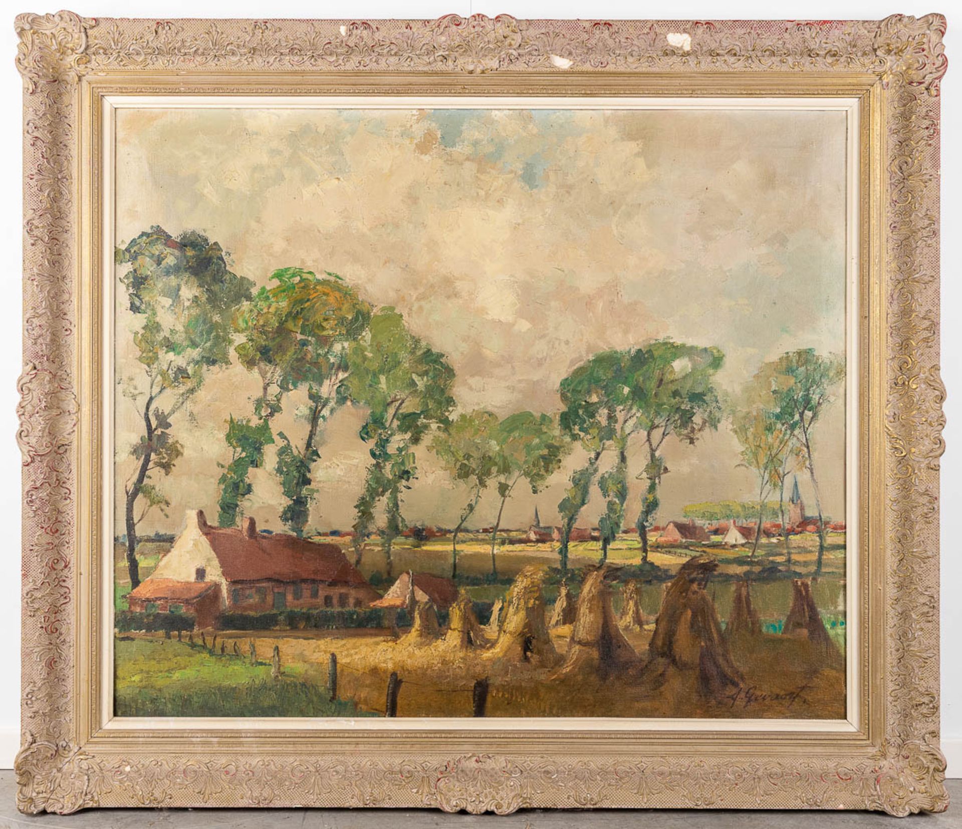 Alidor GEVAERT (1911-1997) 'Boerderij met Vlasschoven' oil on canvas. (W: 120 x H: 100 cm) - Image 3 of 7