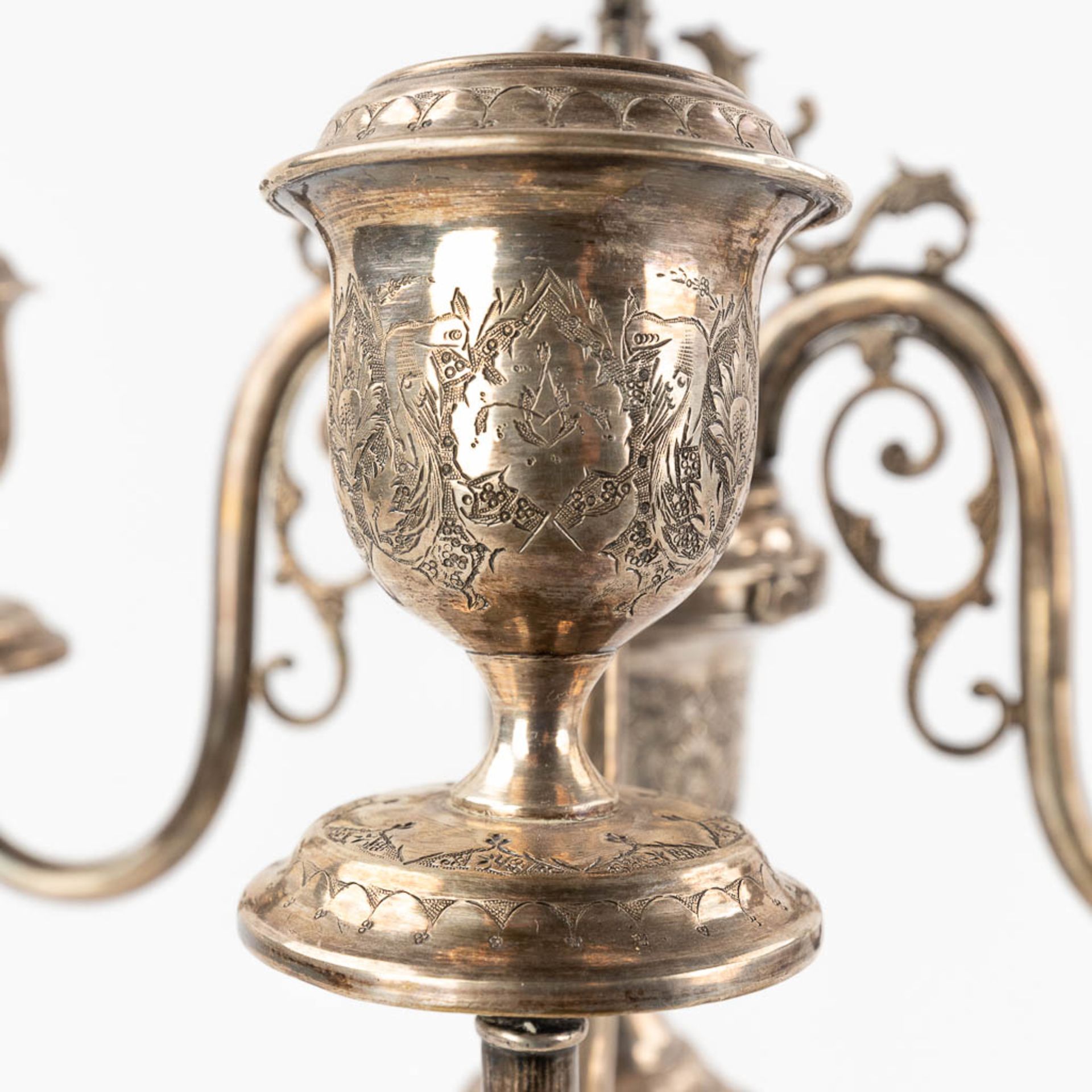 A pair of candelabra, silver, probably Middle-East. 3,650g. - Image 9 of 14