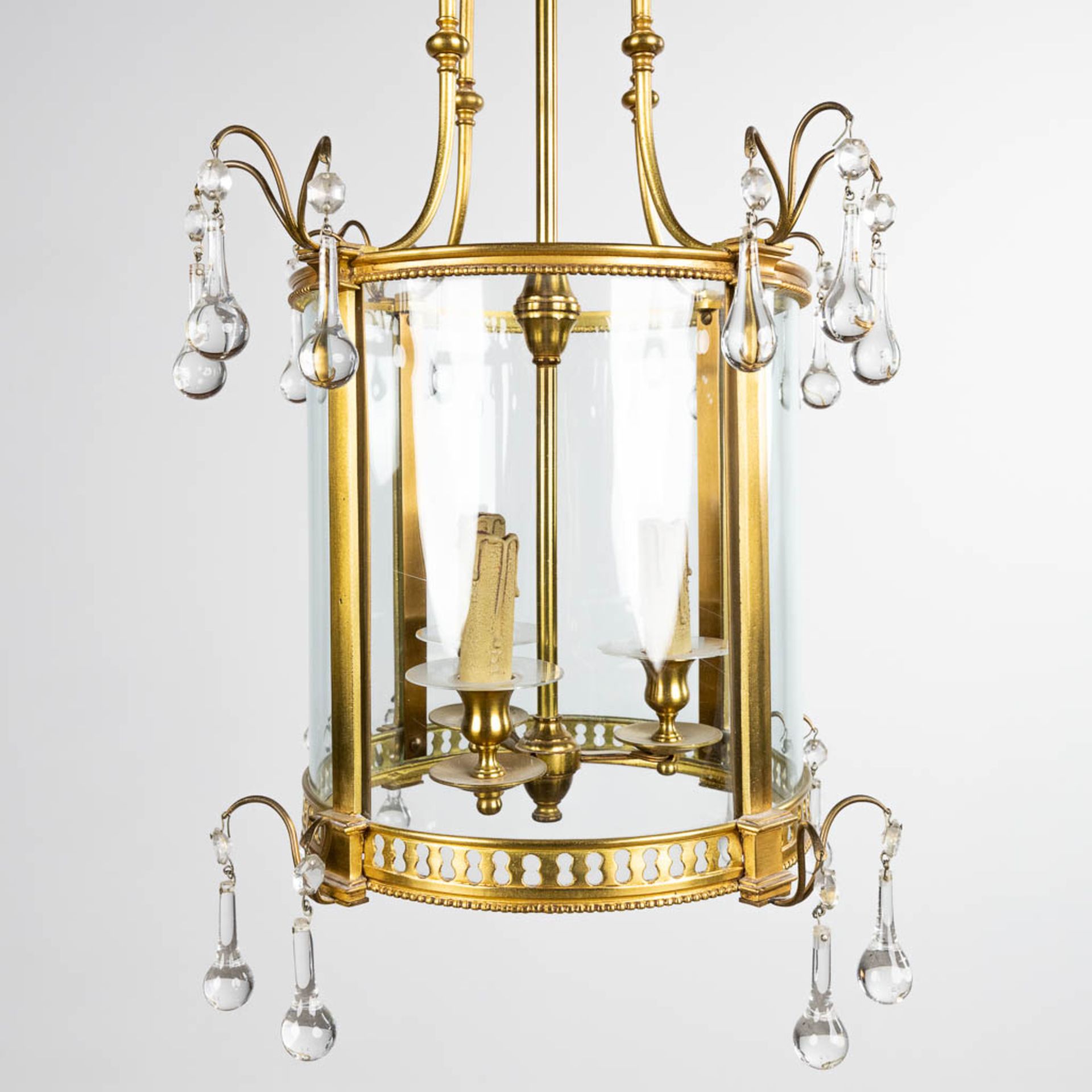 A hall lamp made of brass and glass. Circa 1970. (H: 67 x D: 36 cm) - Image 3 of 9