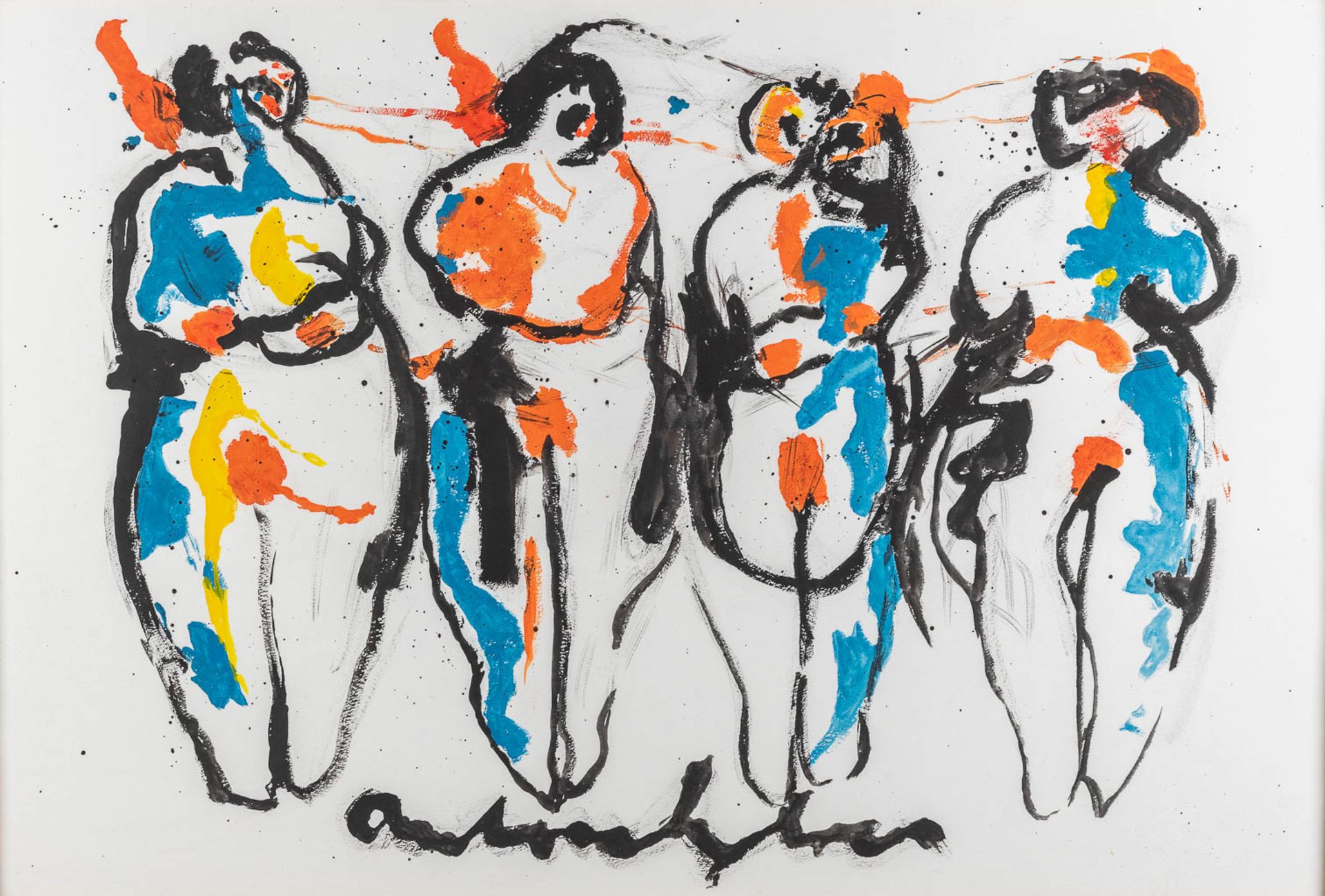 Anton HEIJBOER (1924-2005) '4 Figurines' watercolour on paper. (W: 108 x H: 74 cm)