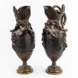 A pair of cassolettes, pitchers, bronze decorated with mythological figurines. 19th C. (L: 19 x W: 2