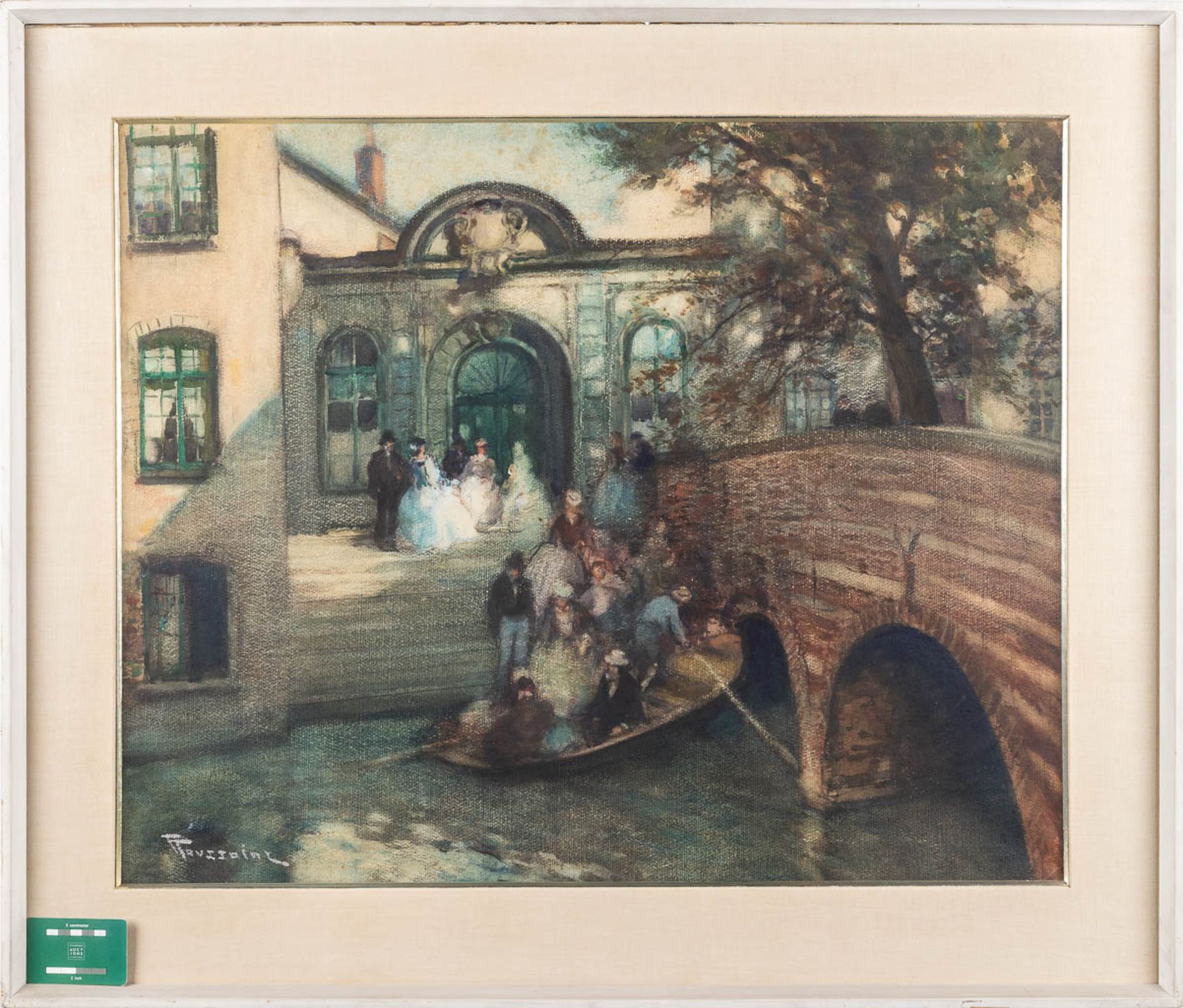 Fernand TOUSSAINT (1873-1955/56) 'Wedding boatride' mixed media on board. (W: 80 x H: 65 cm) - Image 2 of 7
