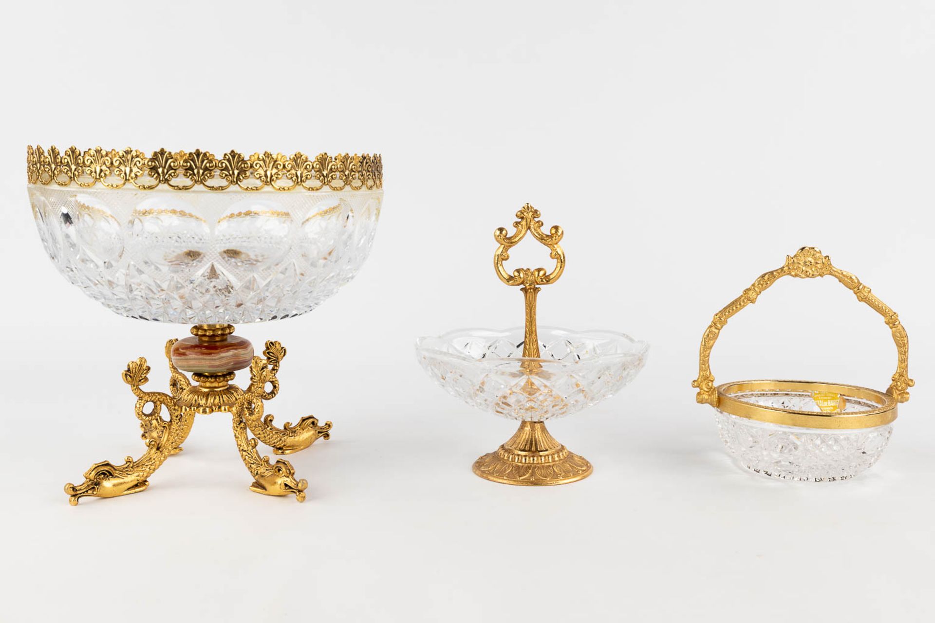 A collection of 11 pieces of Bohemian glass with a metal rim. (L: 13,5 x W: 28,5 x H: 42,5 cm) - Image 9 of 22