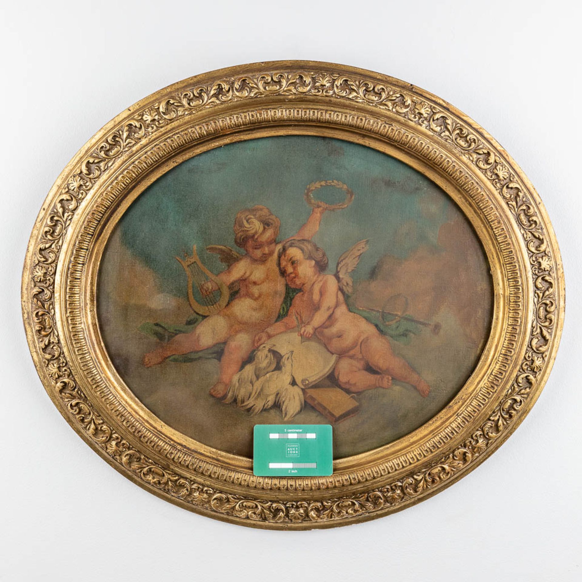 After Francois Boucher (1703-1770) 'Cherubs with white doves' oil on canvas. 19th C. (W: 51 x H: 43 - Image 2 of 6