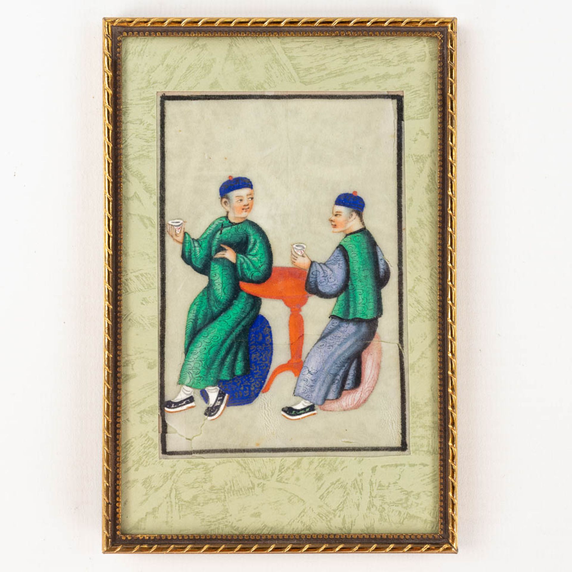 A collection of 8 Chinese watercolour drawings on paper. (W: 7 x H: 10 cm) - Image 7 of 12