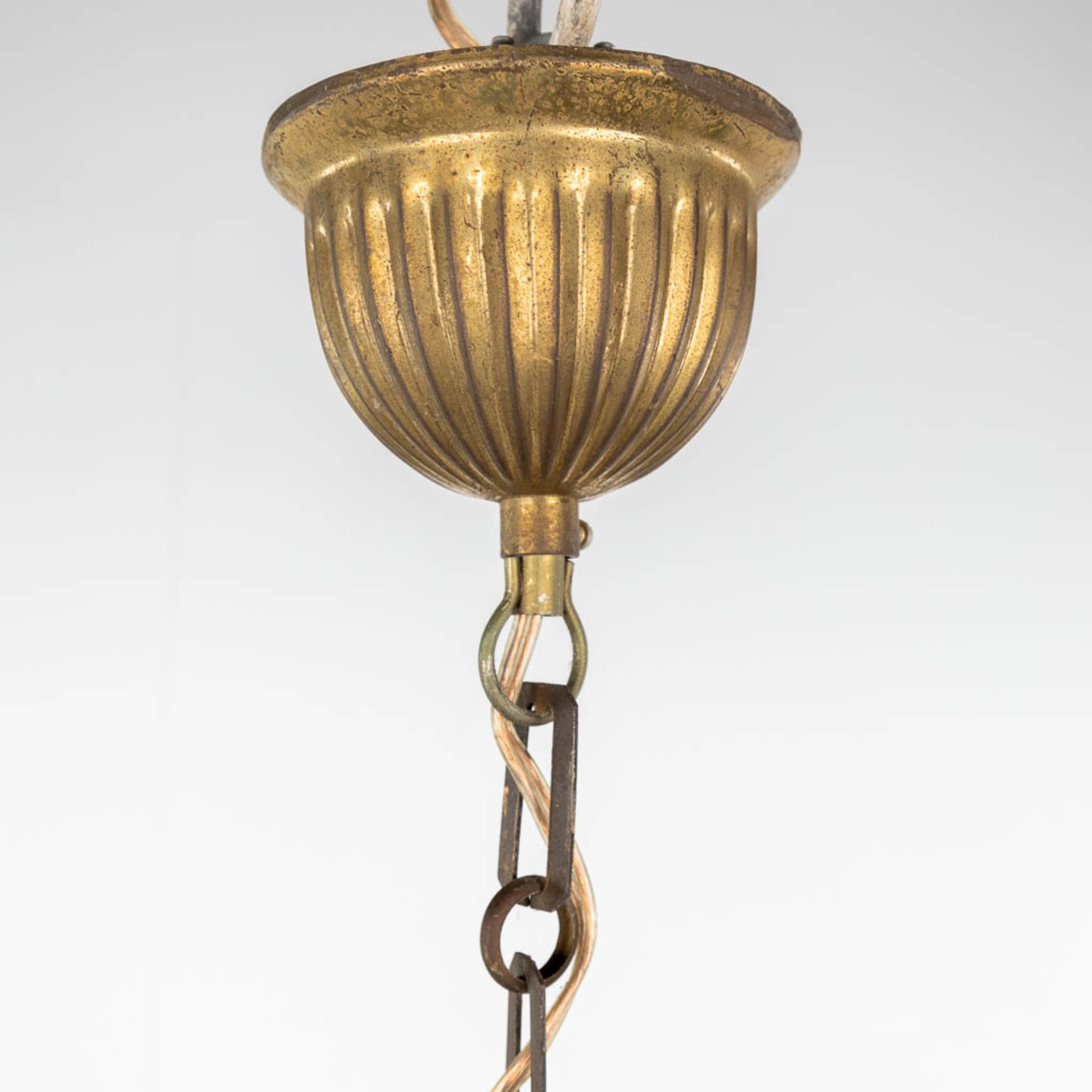 A chandelier 'Sac ˆ Perles', bronze and glass in empire style. 20th C. (H: 100 x D: 50 cm) - Image 10 of 11