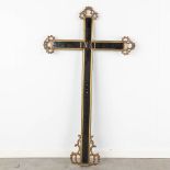 A large crucifix, ebonised wood mounted with bronze in Louis XV style. 19th C. (W: 78 x H: 133 cm)