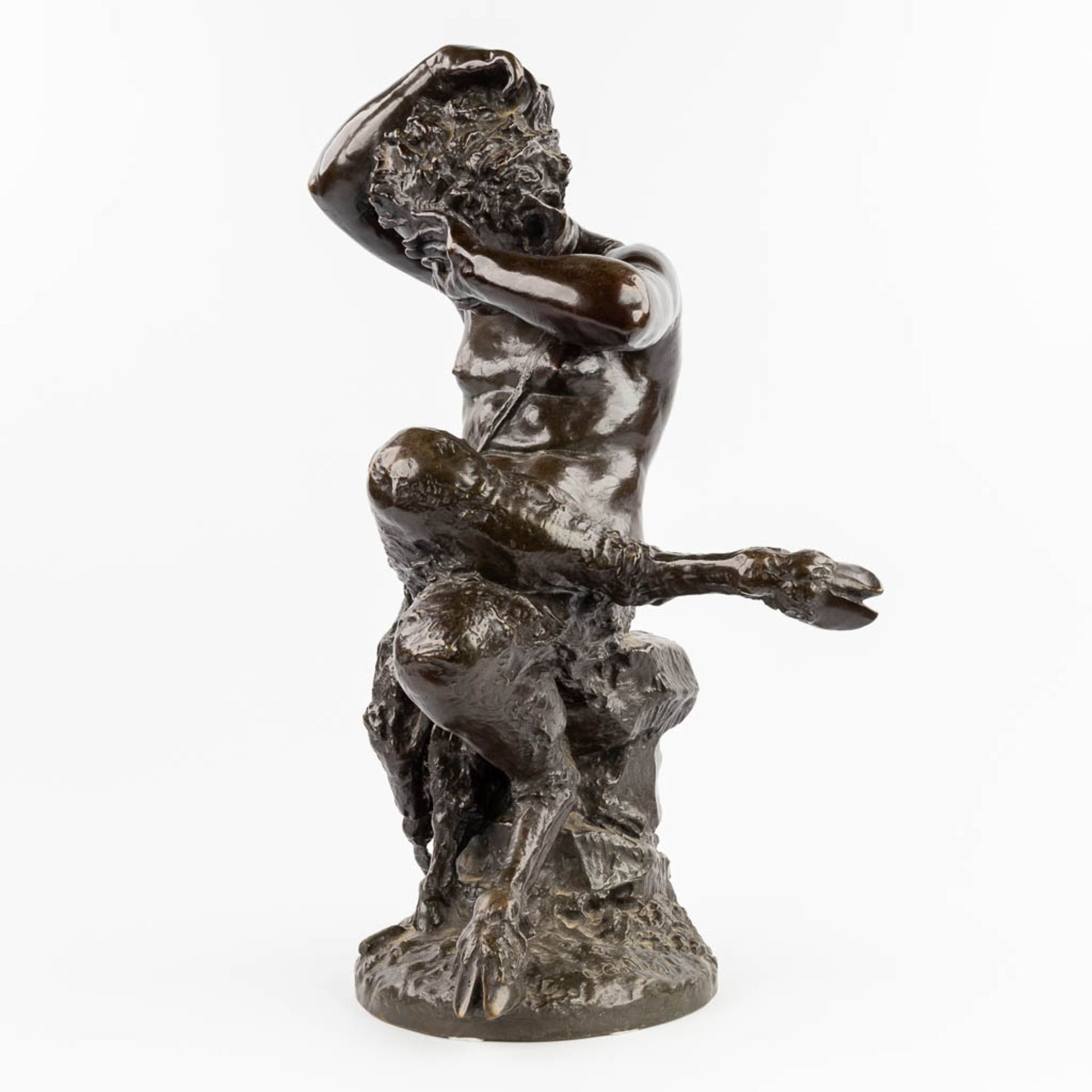 CLODION (1738-1814) 'Satyr' patinated bronze, 19de eeuw. (L: 27 x W: 40 x H: 60 cm) - Image 3 of 10