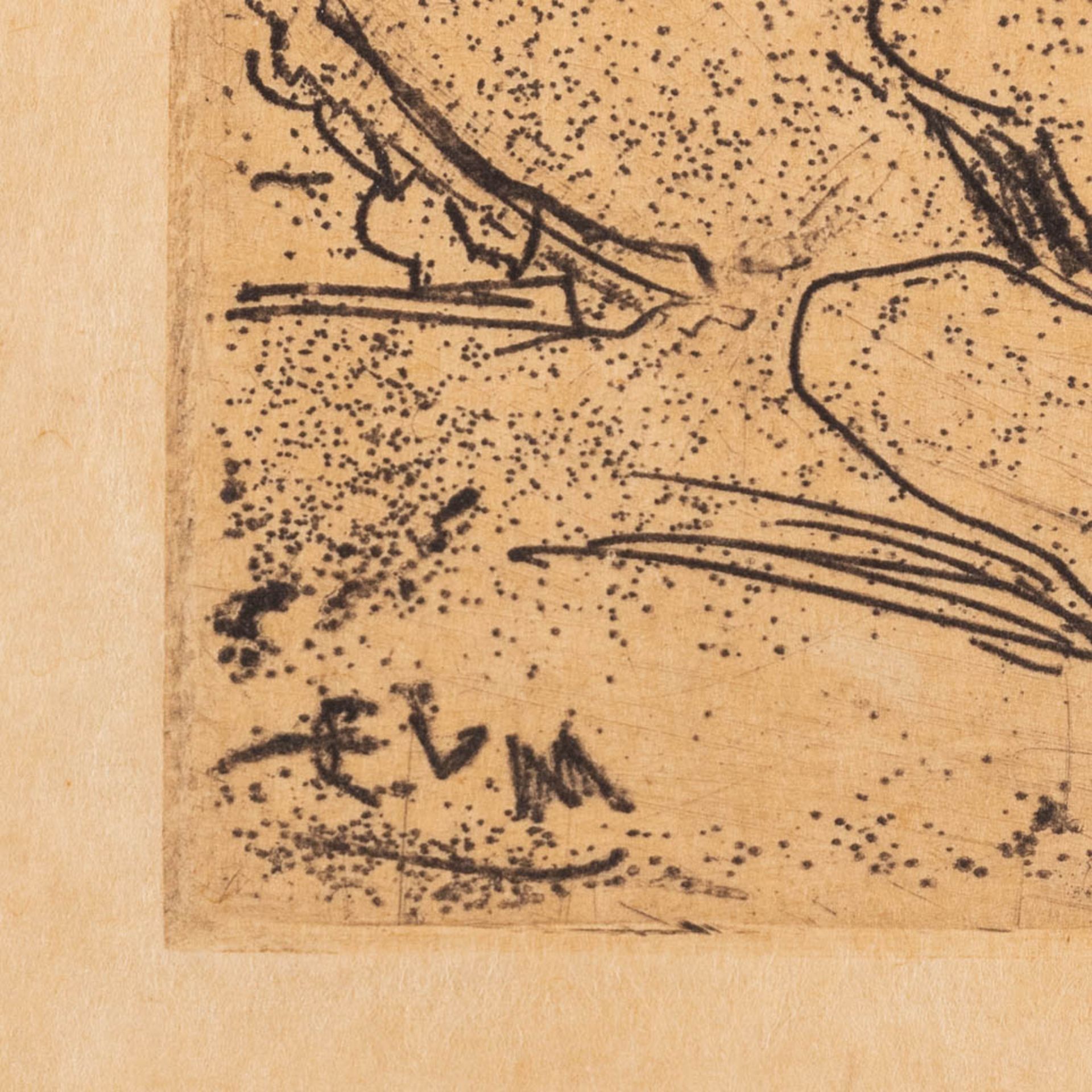 Eugeen VAN MIEGHEM (1875-1930) 'Trois épieurs' an etching, 1922. (W: 9,8 x H: 7,1 cm) - Image 4 of 6