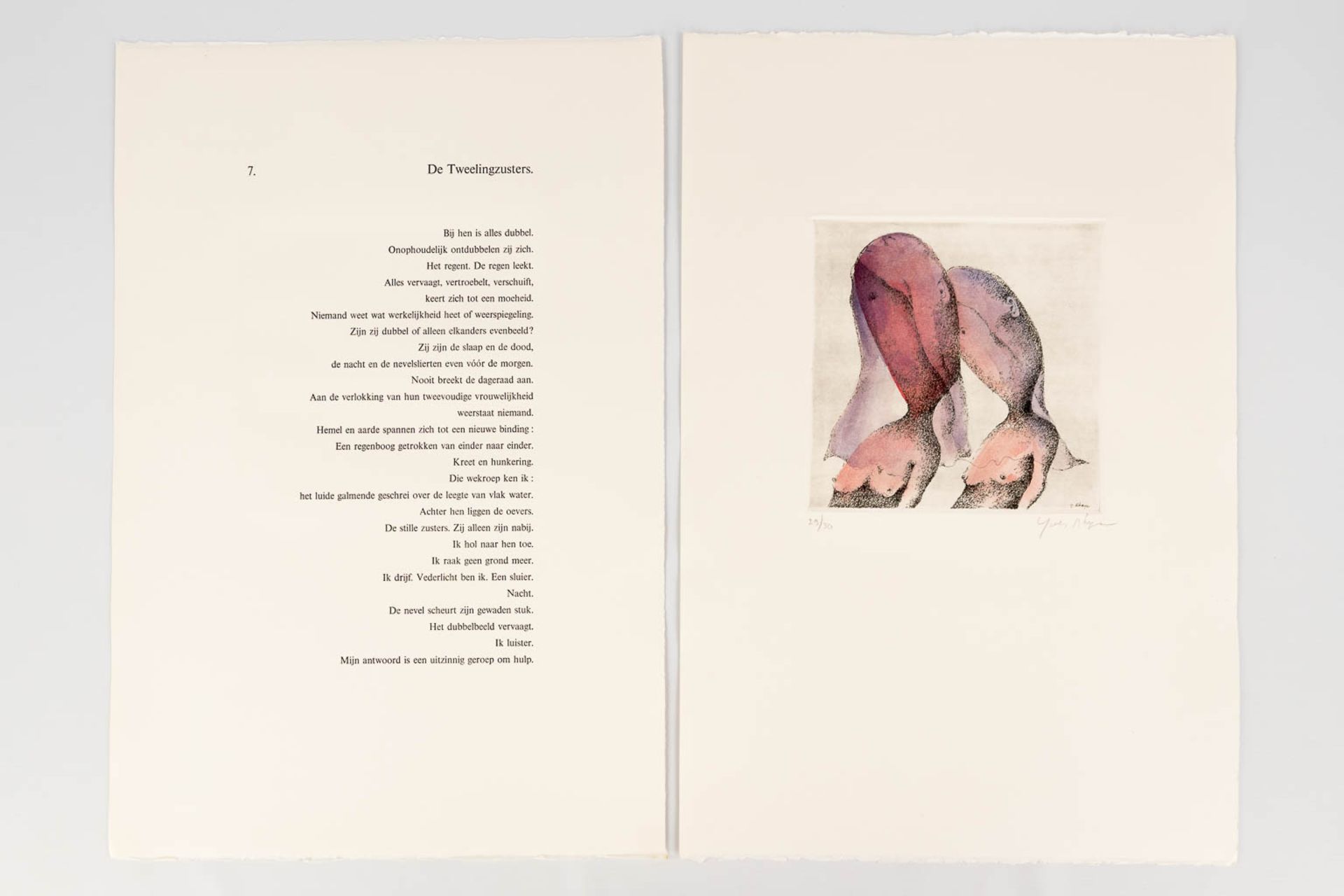 Yves RHAYÄ (1936-1995) 'Bereshit' A collection of poems and 14 serigraphs. 29/30. (L: 4 x W: 41 x H: - Image 16 of 24