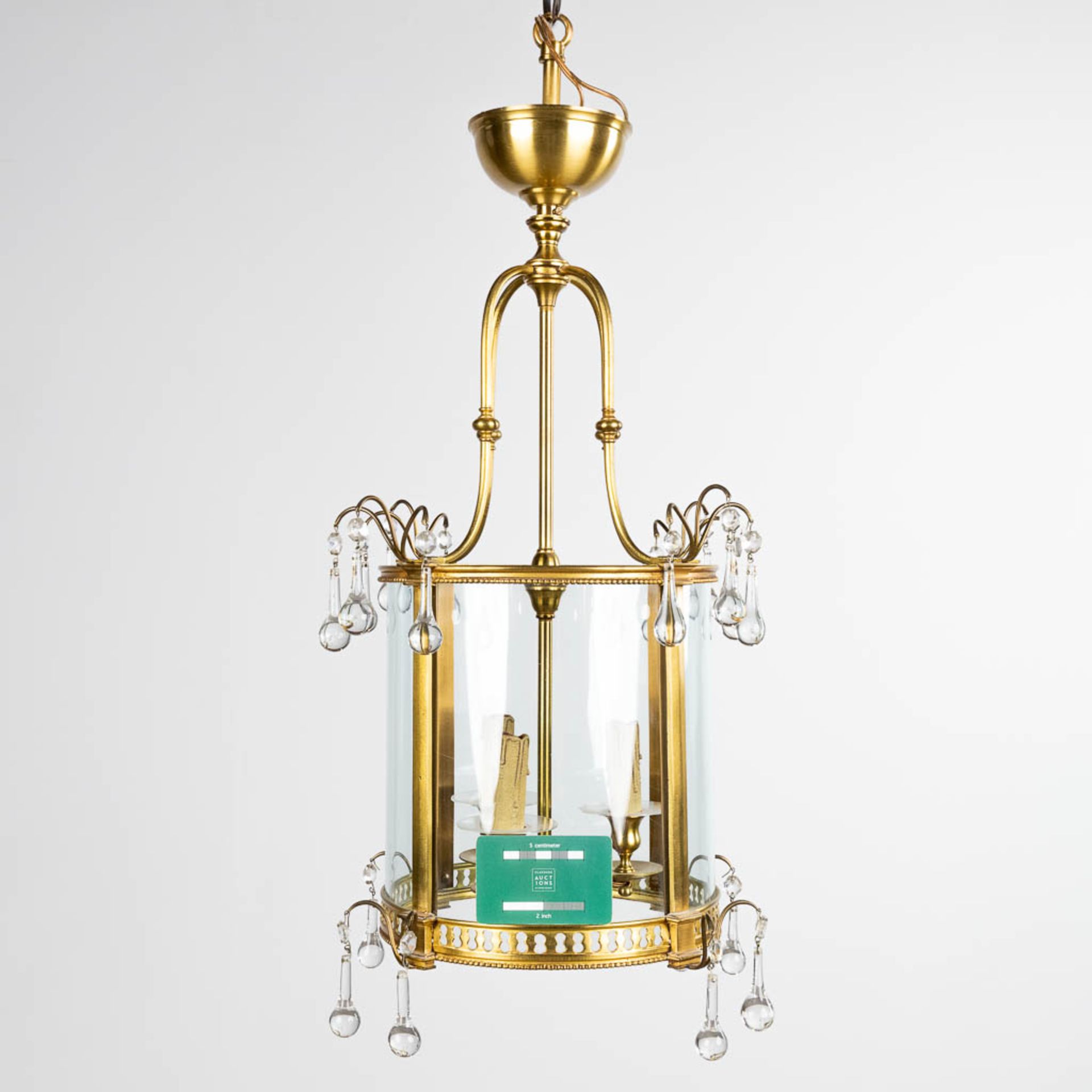 A hall lamp made of brass and glass. Circa 1970. (H: 67 x D: 36 cm) - Image 2 of 9