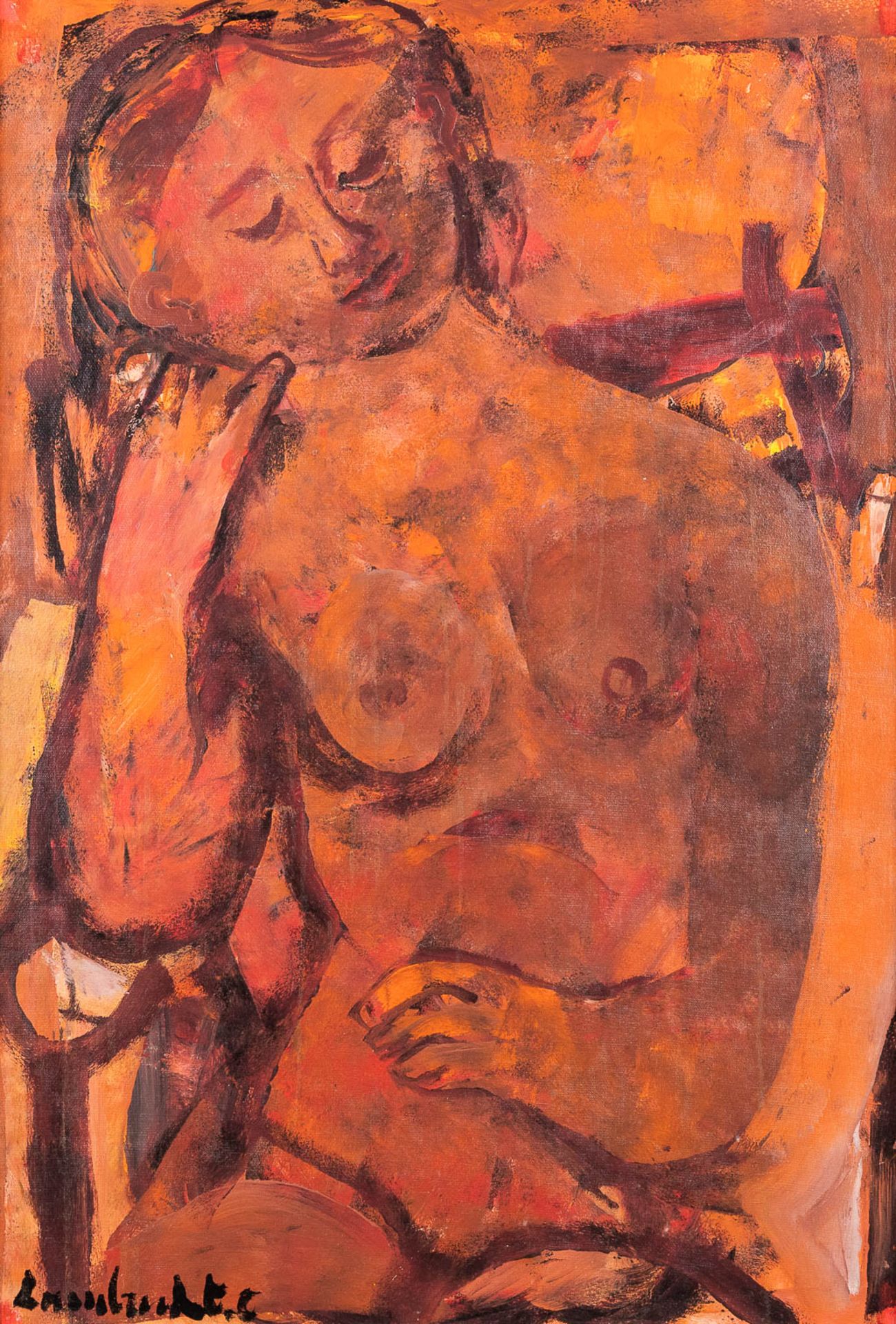 Constant LAMBRECHT (1915-1993) 'Nude' oil on canvas. (W: 60 x H: 88 cm)