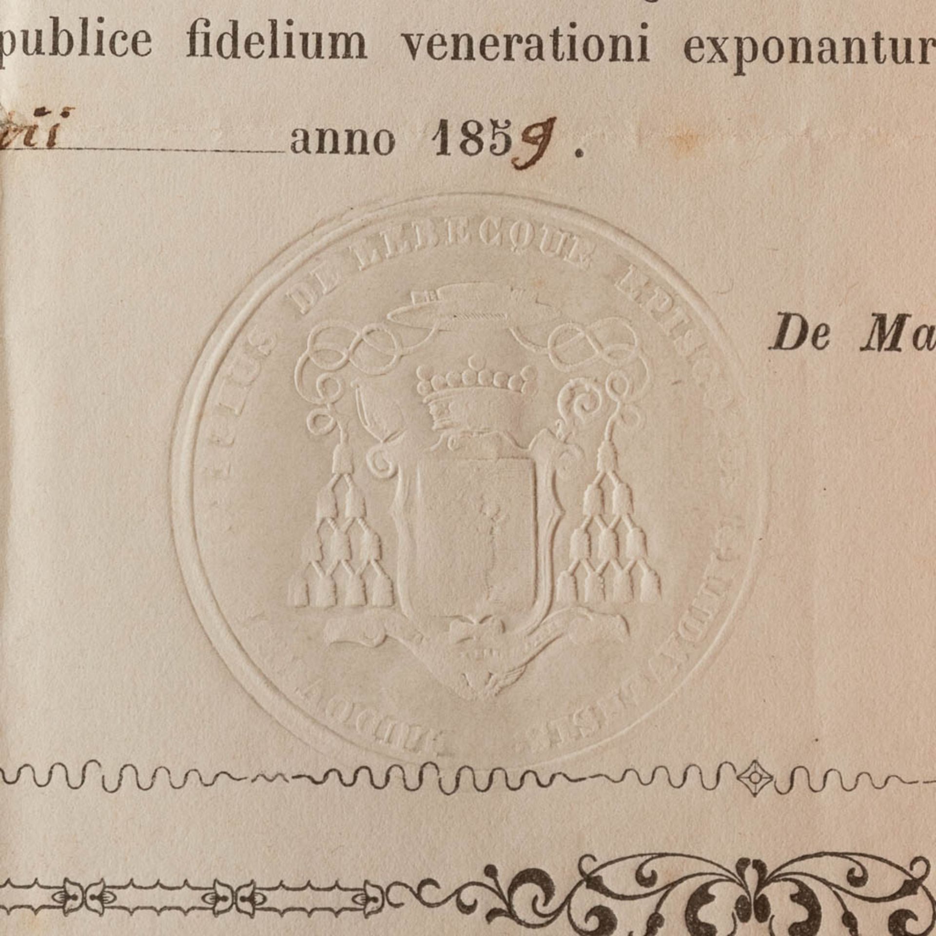 A sealed theca with a relic Ex Ossibus Sancti Guiberti Confesoris. (D: 3,4 cm) - Image 6 of 6
