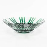 Val Saint Lambert, a large bowl made of green cut crystal. (H: 10 x D: 36 cm)