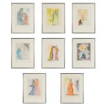 Salvador DALI (1904-1989) 'Dante Alegieri: Divine Comedy', a set of 8 prints. (W: 21,5 x H: 29 cm)