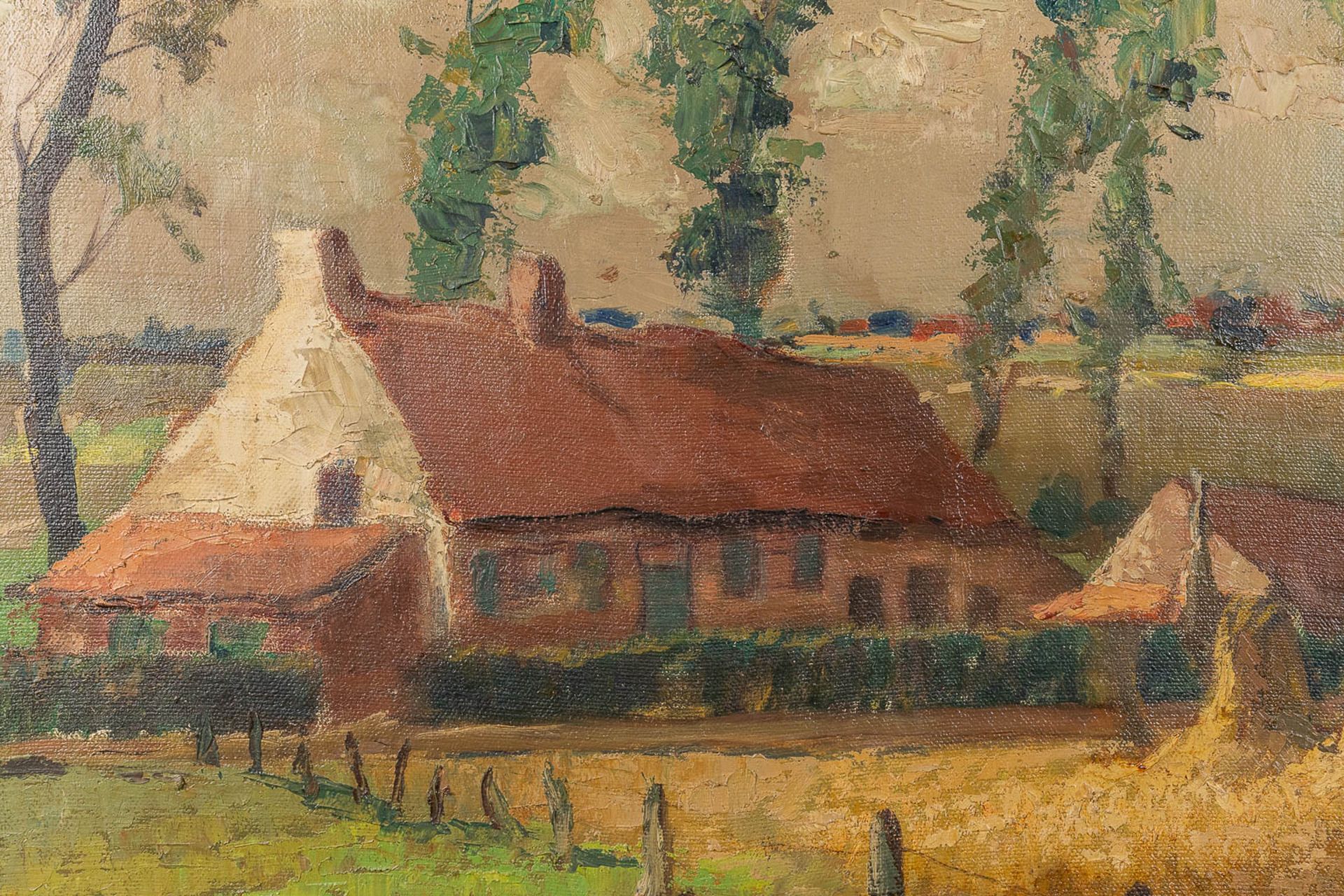 Alidor GEVAERT (1911-1997) 'Boerderij met Vlasschoven' oil on canvas. (W: 120 x H: 100 cm) - Image 4 of 7