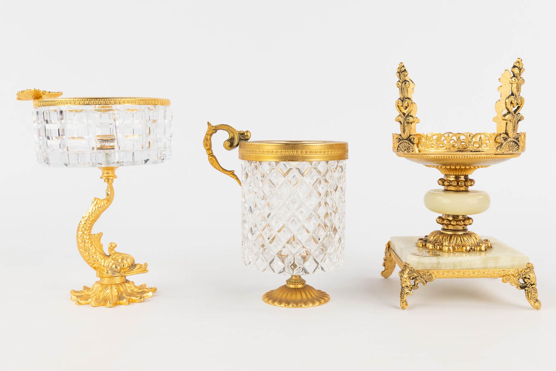 A collection of 11 pieces of Bohemian glass with a metal rim. (L: 13,5 x W: 28,5 x H: 42,5 cm) - Image 14 of 22