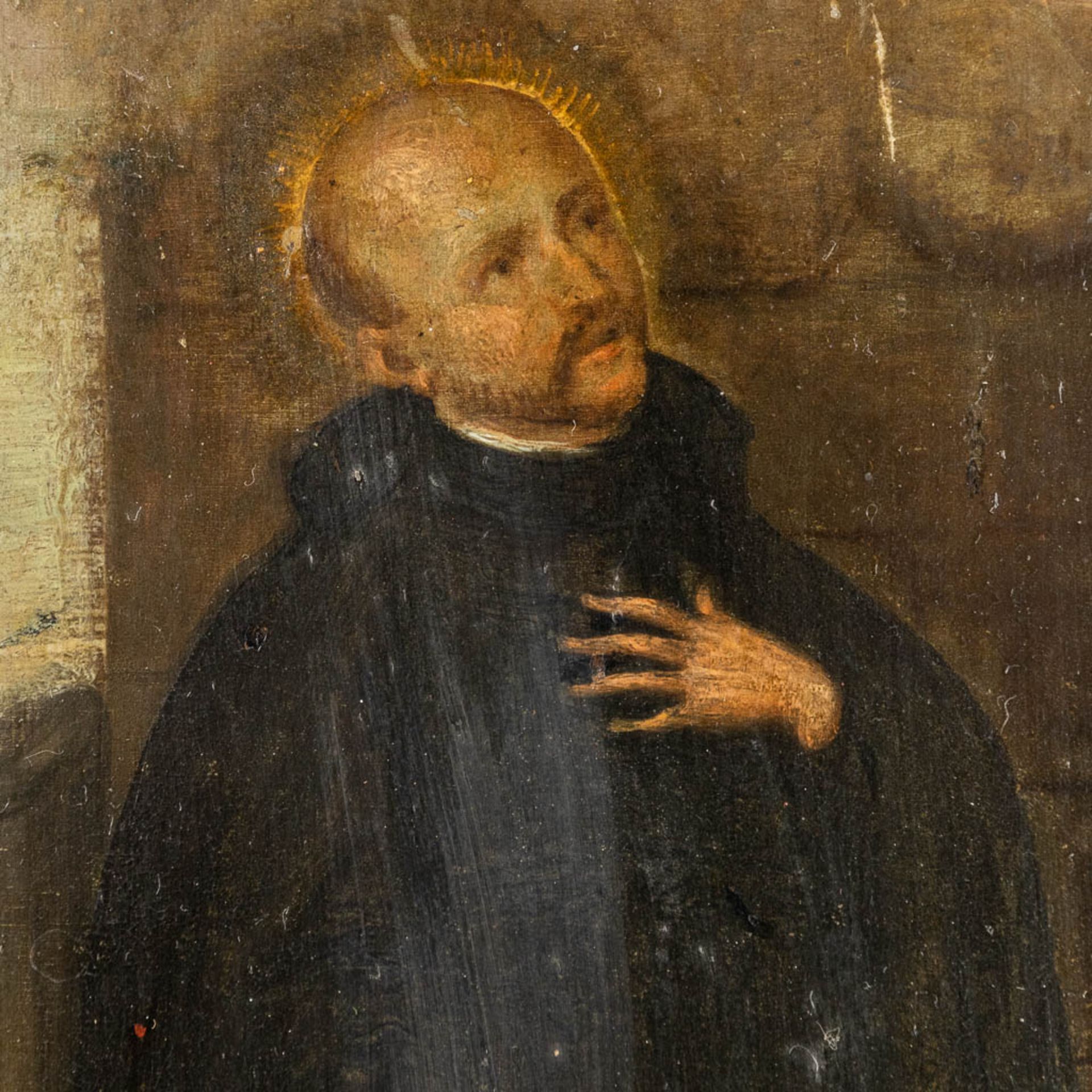 The vision of a saint, an antique painting, oil on copper. 17th century. (W: 17 x H: 22,5 cm) - Image 5 of 7