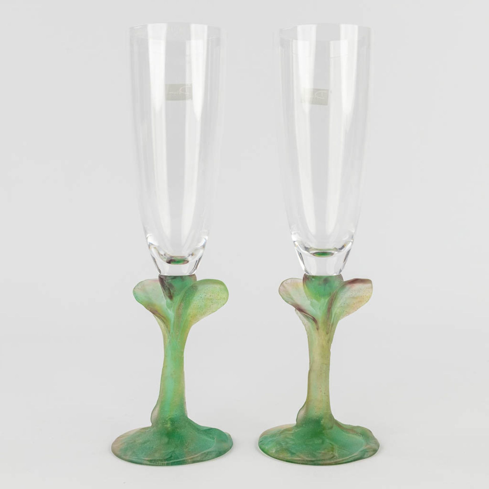 Daum France, 'Nature' a pair of champagne glasses in the original box. (H: 24 x D: 7 cm) - Bild 8 aus 13