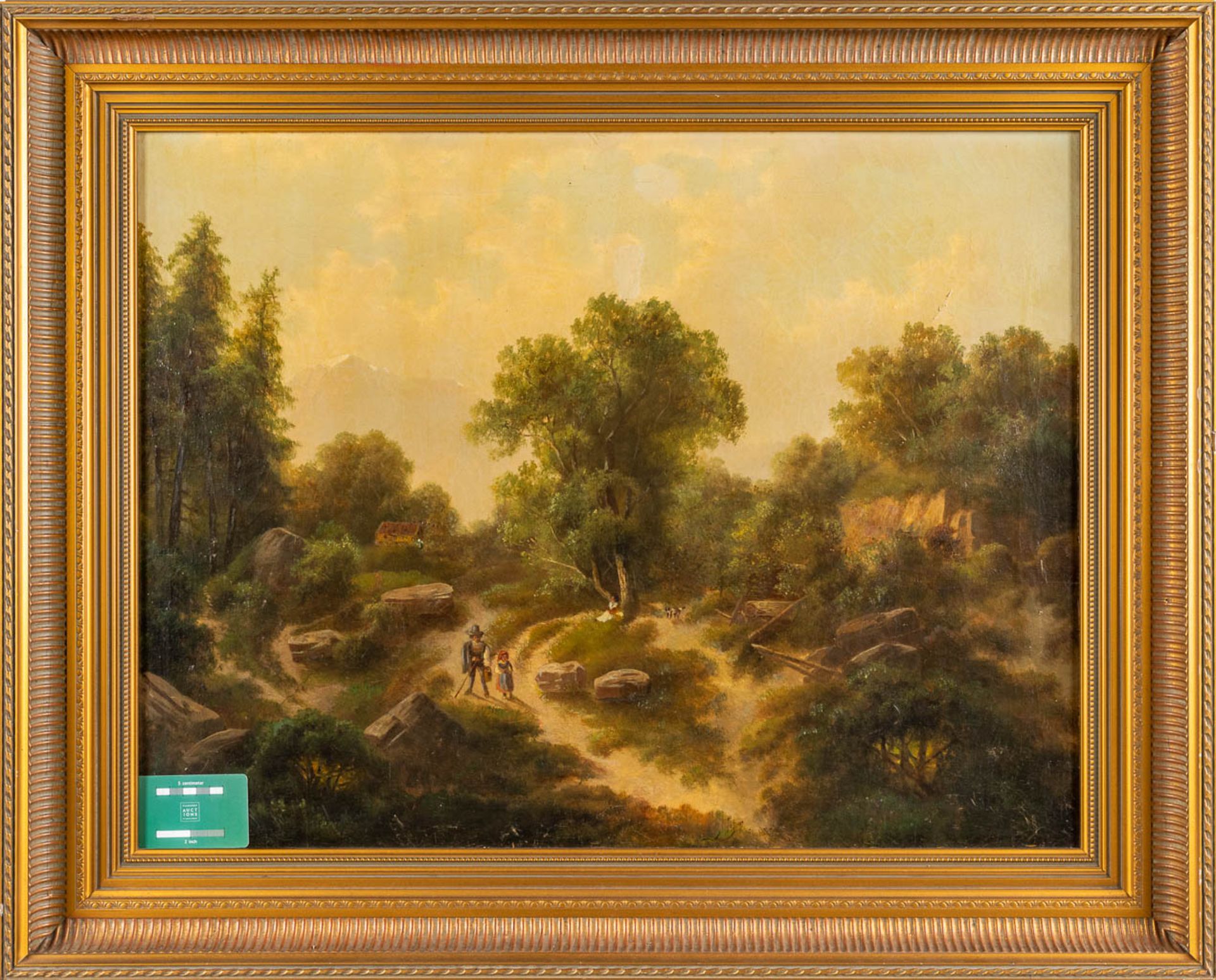 A dune view with trees, oil on canvas. Signed. 19th century. (W: 75 x H: 56 cm) - Image 2 of 9