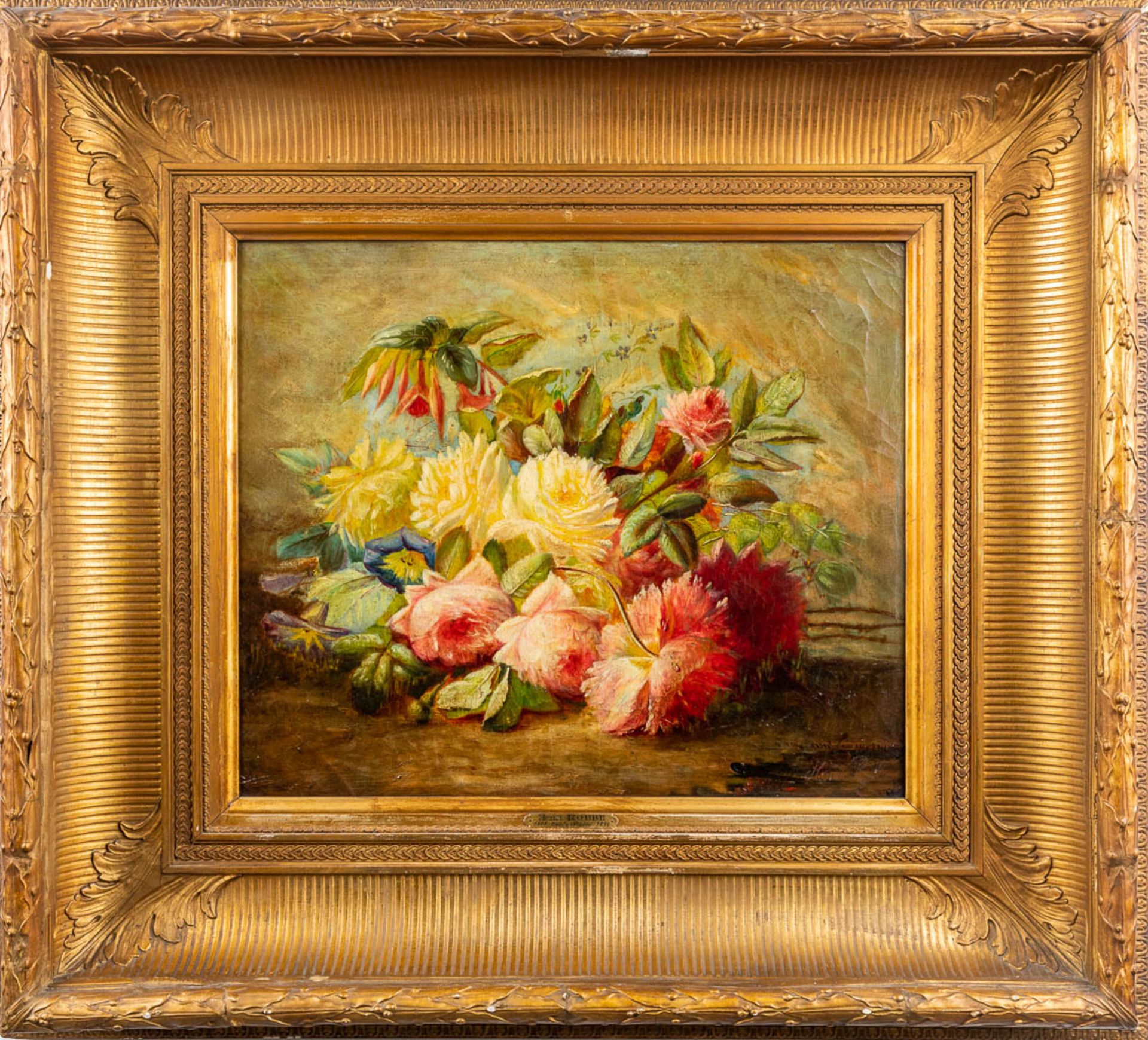 Henri ROBBE (1807-1899) 'Flower' oil on canvas. (W: 55 x H: 46 cm) - Image 3 of 11