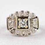 A ring, white gold with diamonds. 20th C. 6,17g. size 55.