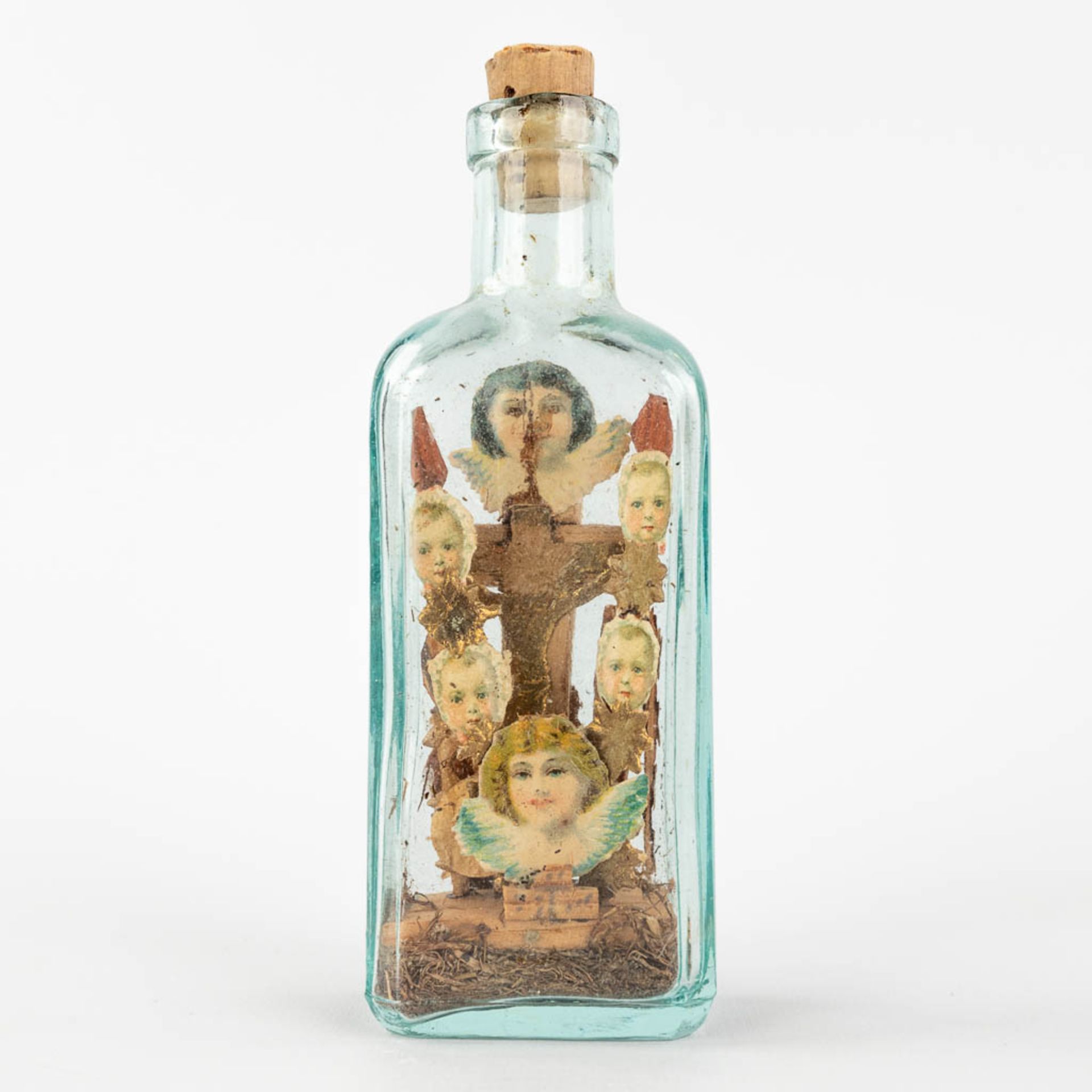 A reliquary frame, De Cruce and S. Pignativs, added a bottle with crucifix. 19th C. (W: 18 x H: 22 c - Image 10 of 14