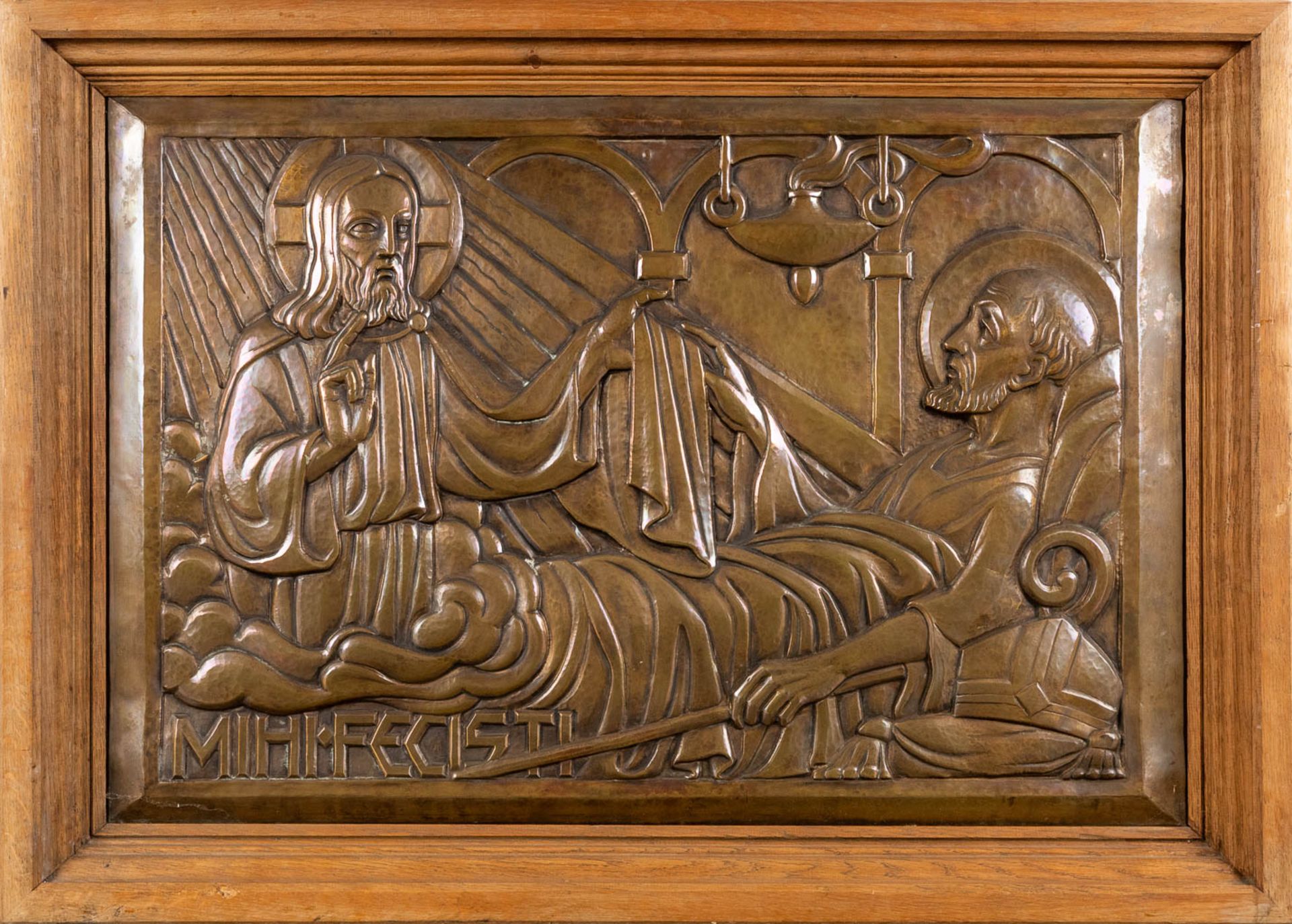 A pair of panels with religious scnes. Circa 1950. (W: 90 x H: 64 cm) - Image 3 of 12