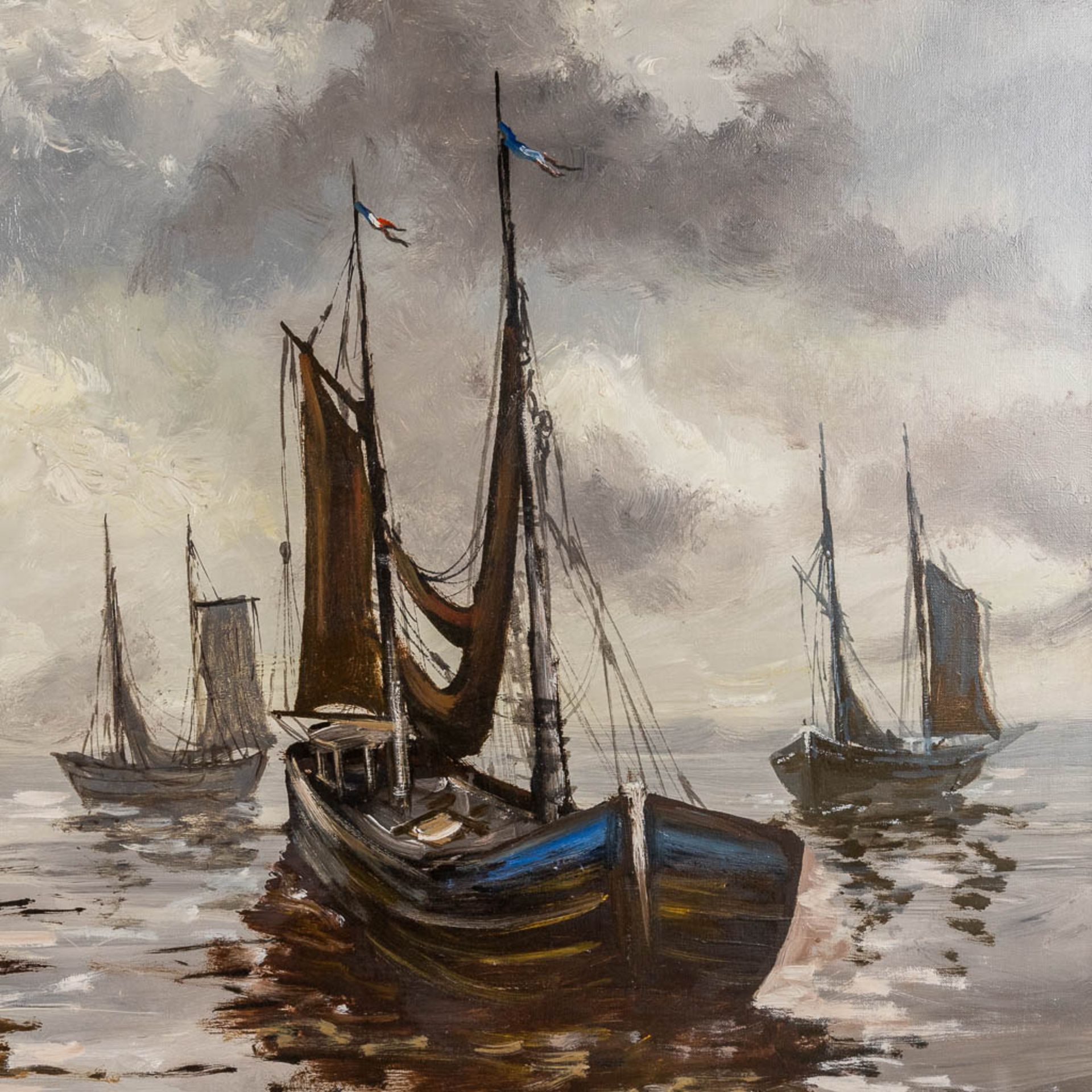 Ämile LAMMERS (1914-1990) 'Marine' oil on canvas. (W: 150 x H: 100 cm) - Image 5 of 8