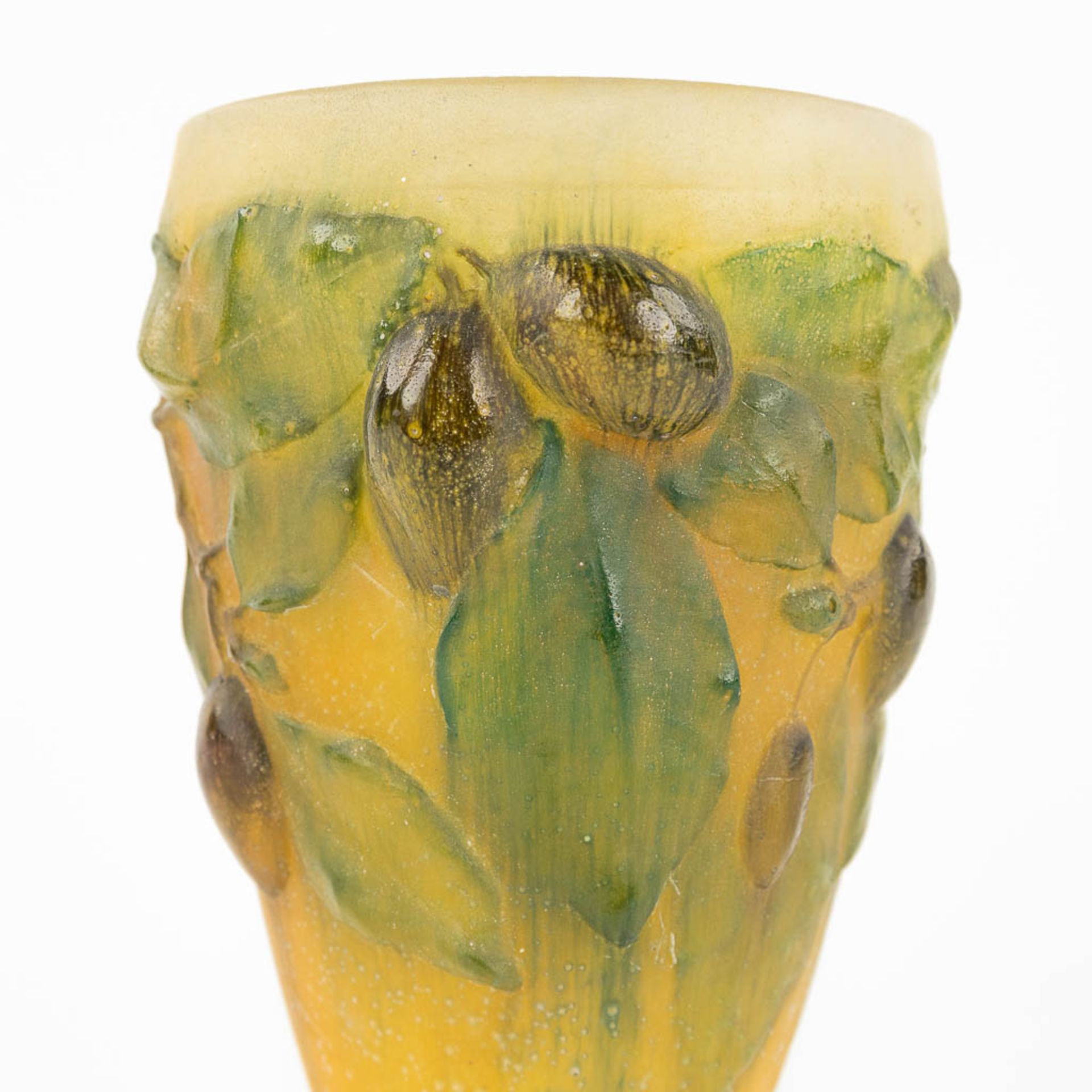 Amalric WALTER &amp; Henry BERGE (XIX-XX) 'Plum Vase' pate de verre. (H: 20 x D: 12 cm) - Image 10 of 14