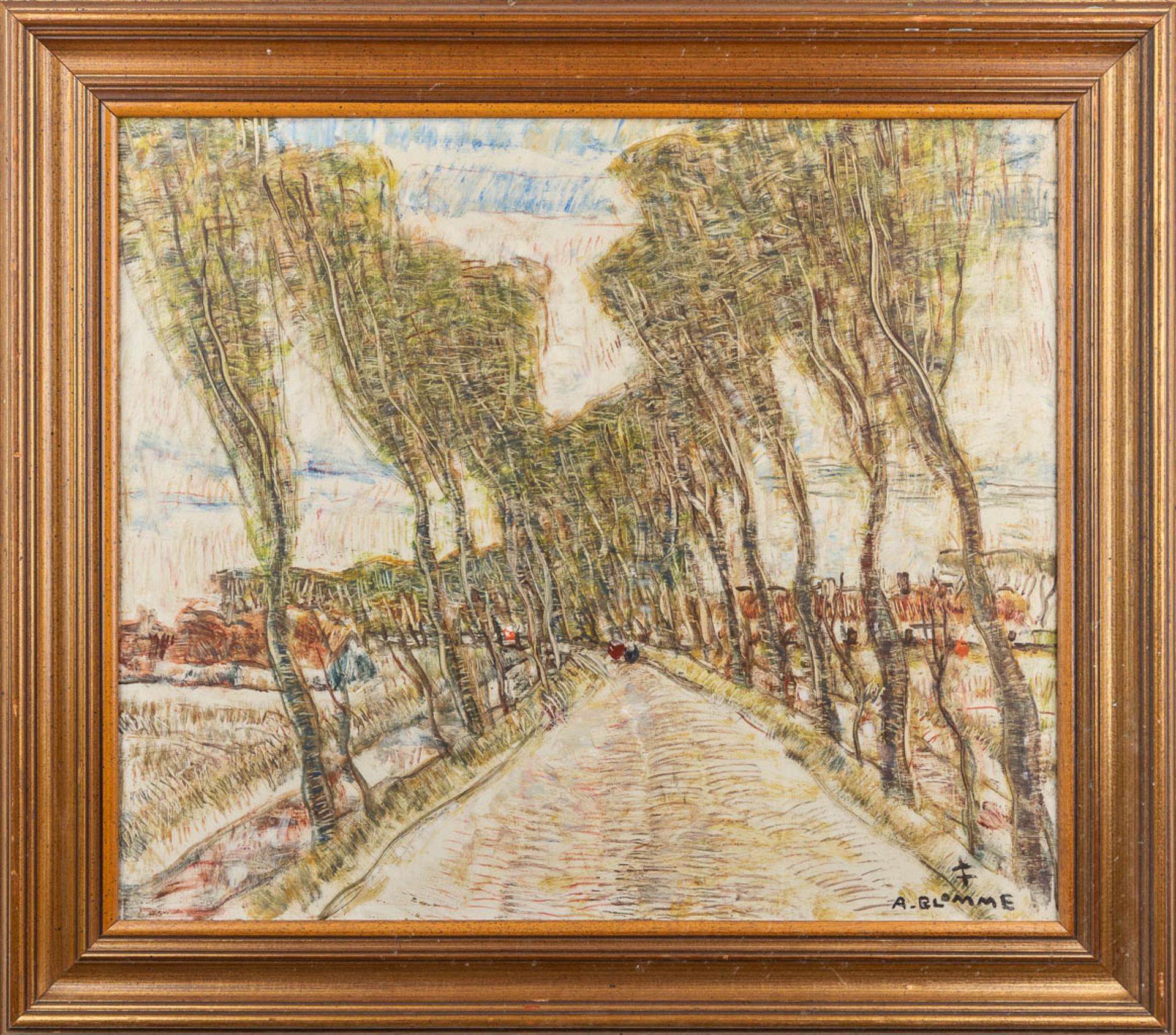 Alfons BLOMME (1889-1979) 'View of a road' oil on board. (W: 70 x H: 60 cm) - Image 3 of 6