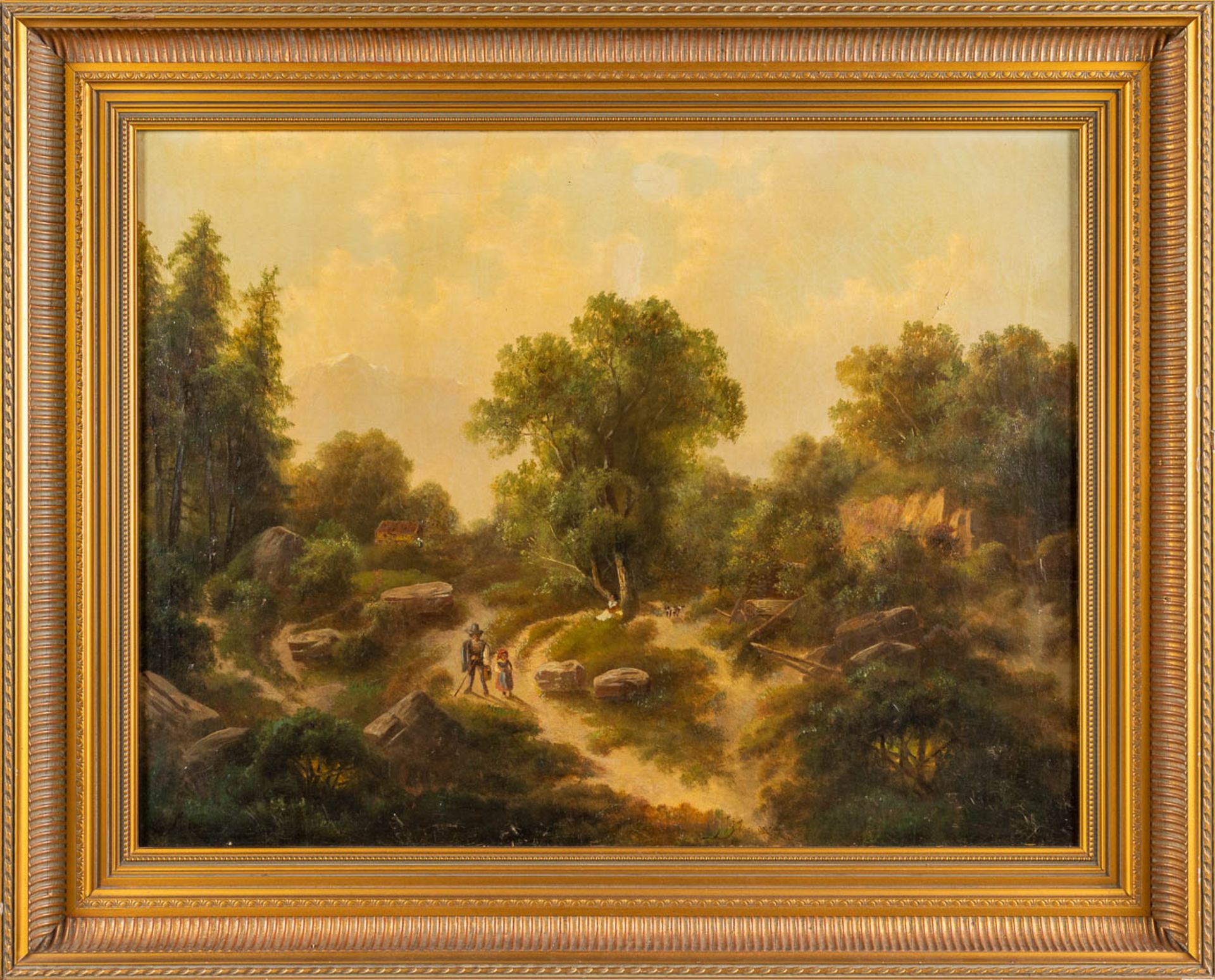 A dune view with trees, oil on canvas. Signed. 19th century. (W: 75 x H: 56 cm) - Image 3 of 9